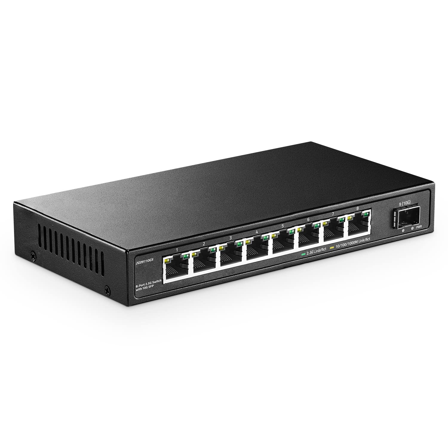8 Port 2.5G Switch with 10G SFP+, 8 x 2.5GBASE-T Ports, 2.5Gbps Network Hub Ethernet Splitter, YuLinca Multi-Gigabit Fanless Unm