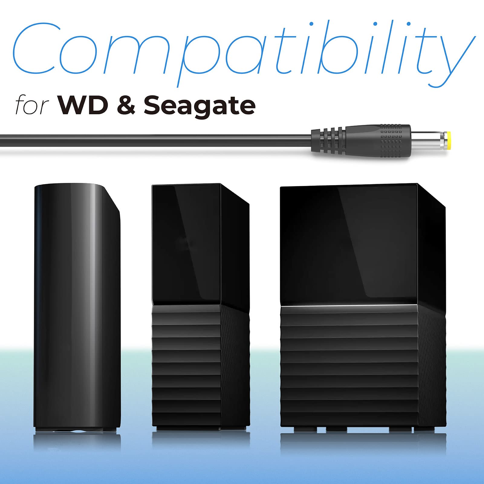 Ac Adapter Charger For Seagate Freeagent & Wd Western Digital External Hrad Drive Hdd 6.5 Ft Power Cord