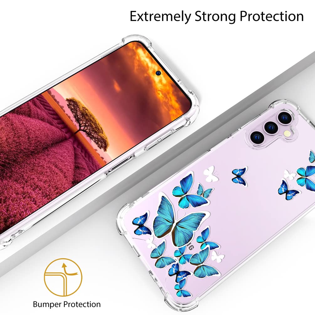 Topgraph Case Cute Butterfly Clear For Women Girly Designer Girls For Galaxy S23+ Plus, Cute Silicone Transparent Phone Case But