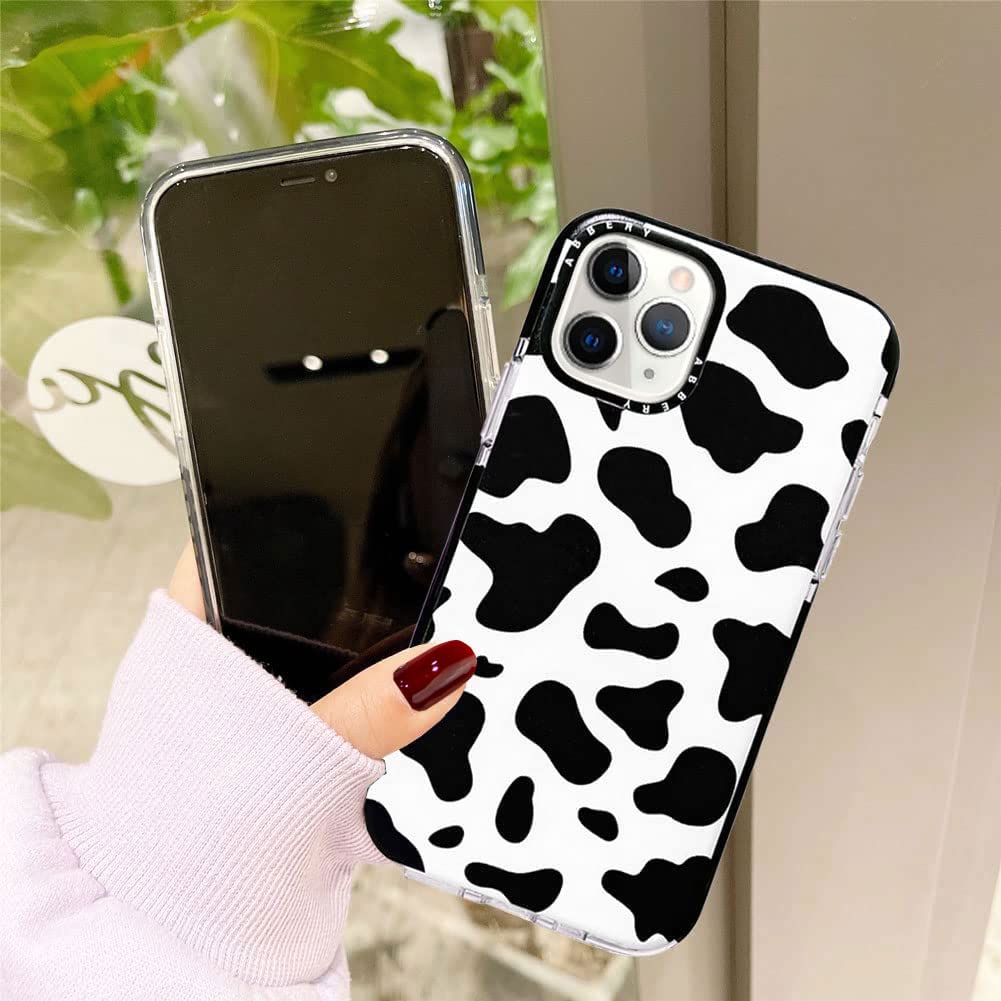 Abbery Designed For Iphone 11 Pro Case Cow, Cute Clear With Cow Print Pattern Design Soft Silicone Tpu Sturdy Shockproof Protect