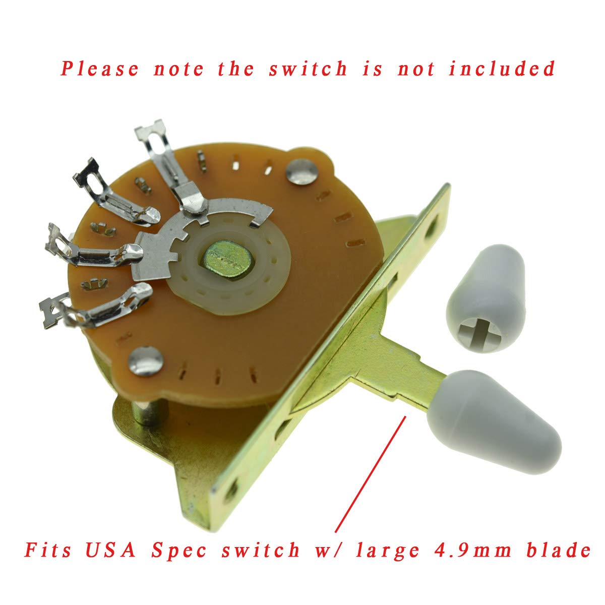 Dopro 2Pcs Guitar 5 Way Pickup Switch Tip Switch Cap Switch Knob For Usa Fd Strat/Tele/Stratocaster White