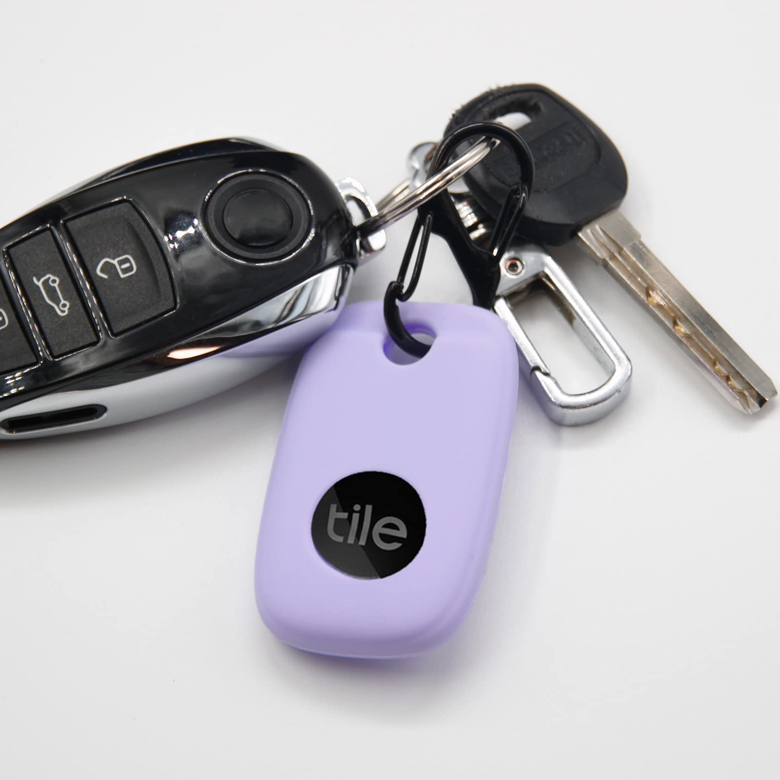 Silicone Case For Tile Pro 2022 With Keychains, 2 Pack Anti Scratch Protective Cover With Carabiner (Pink/Purple)