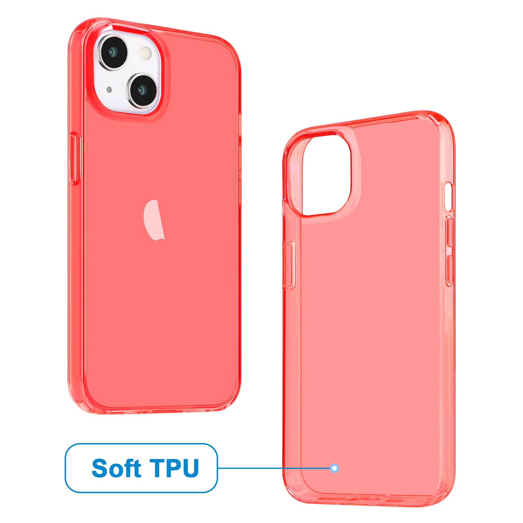 Jjgoo Compatible With Iphone 13 Case, Clear Red Soft Shockproof Protective Slim Thin Phone Bumper Cover For Iphone 13 6.1 Inch 2