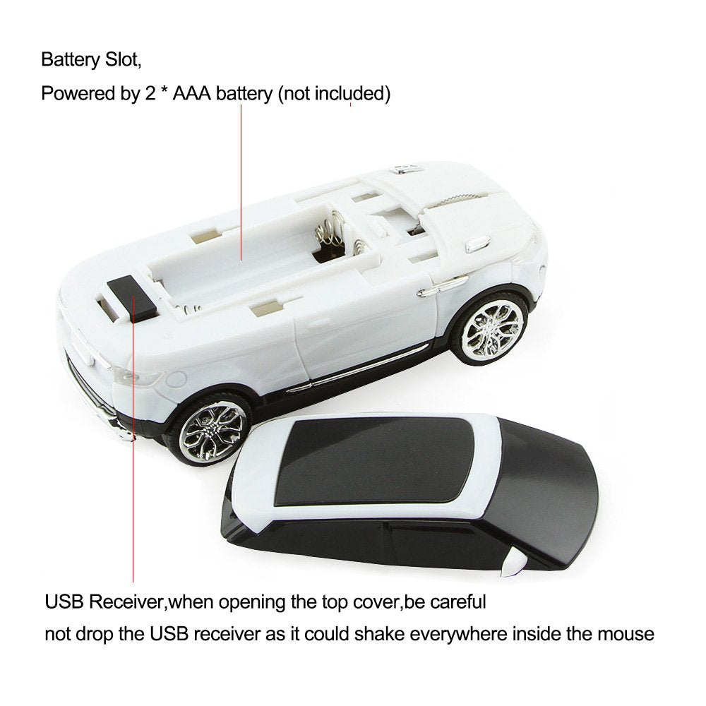 3C Light Car Mouse Wireless 2.4Ghz Cool Sport Suv Car Shape Mouse Optical Mice 1600 Dpi With Usb Receiver Suitable For Pc/Comput