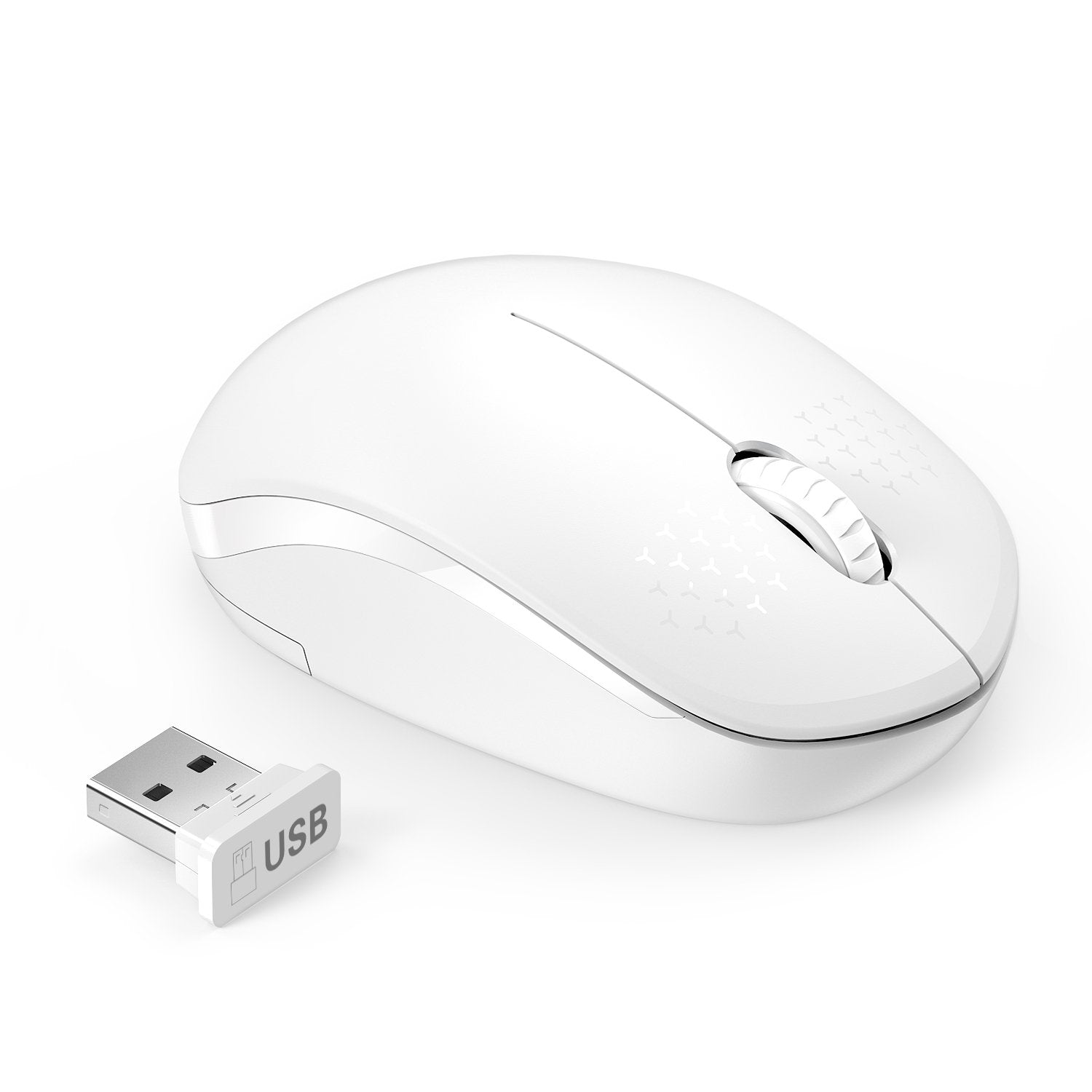 Seenda Wireless Mouse, 2.4G Noiseless Mouse With Usb Receiver Portable Computer Mouse For Pc, Tablet, Laptop   Pure White