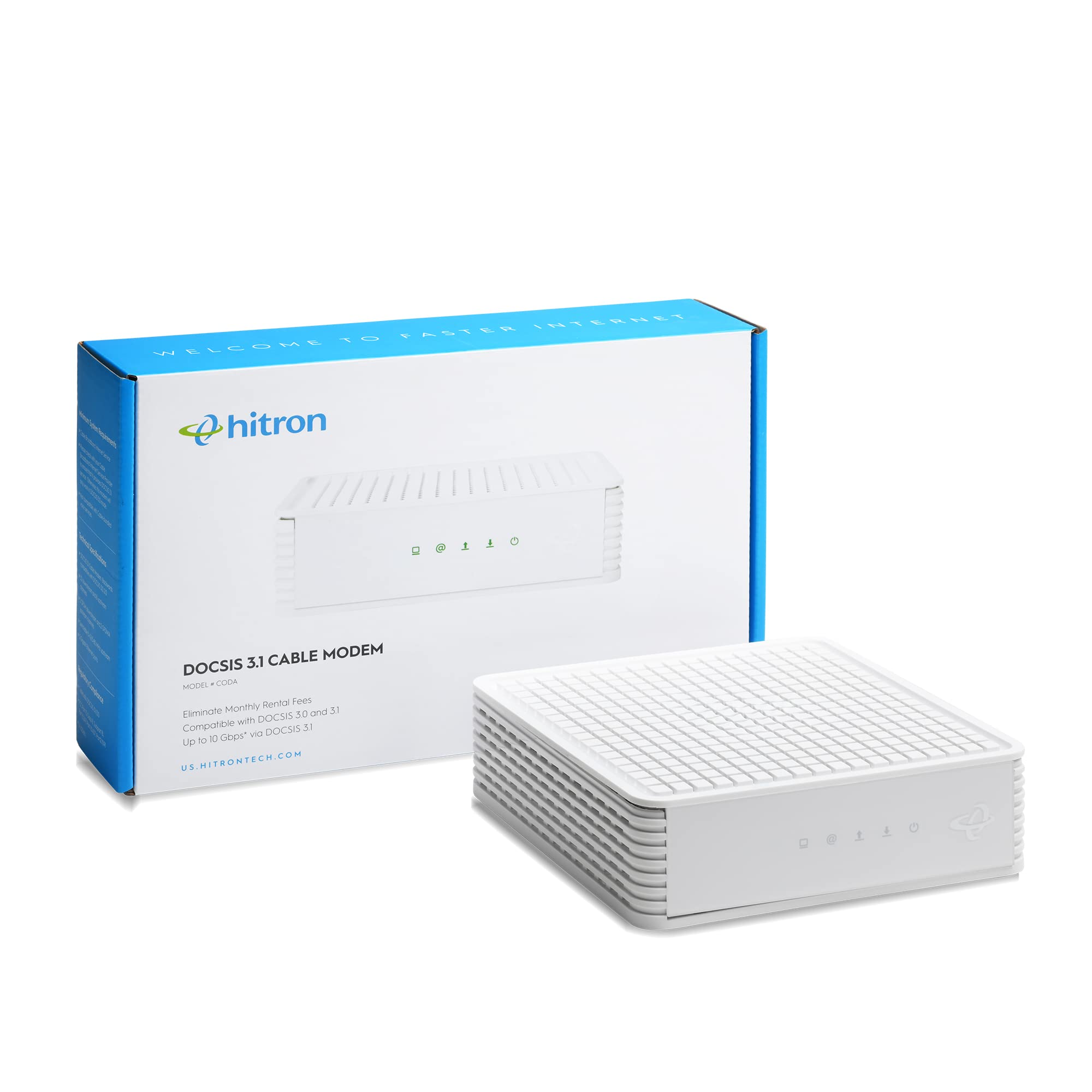 Hitron Coda Docsis 3.1 Modem | 1 Gbps Max Internet Speeds | Certified With Comcast Xfinity, Charter Spectrum, Cox & More | 10X Faster Than Docsis 3.0 | 1 Gbps Ethernet Cable Modem Only