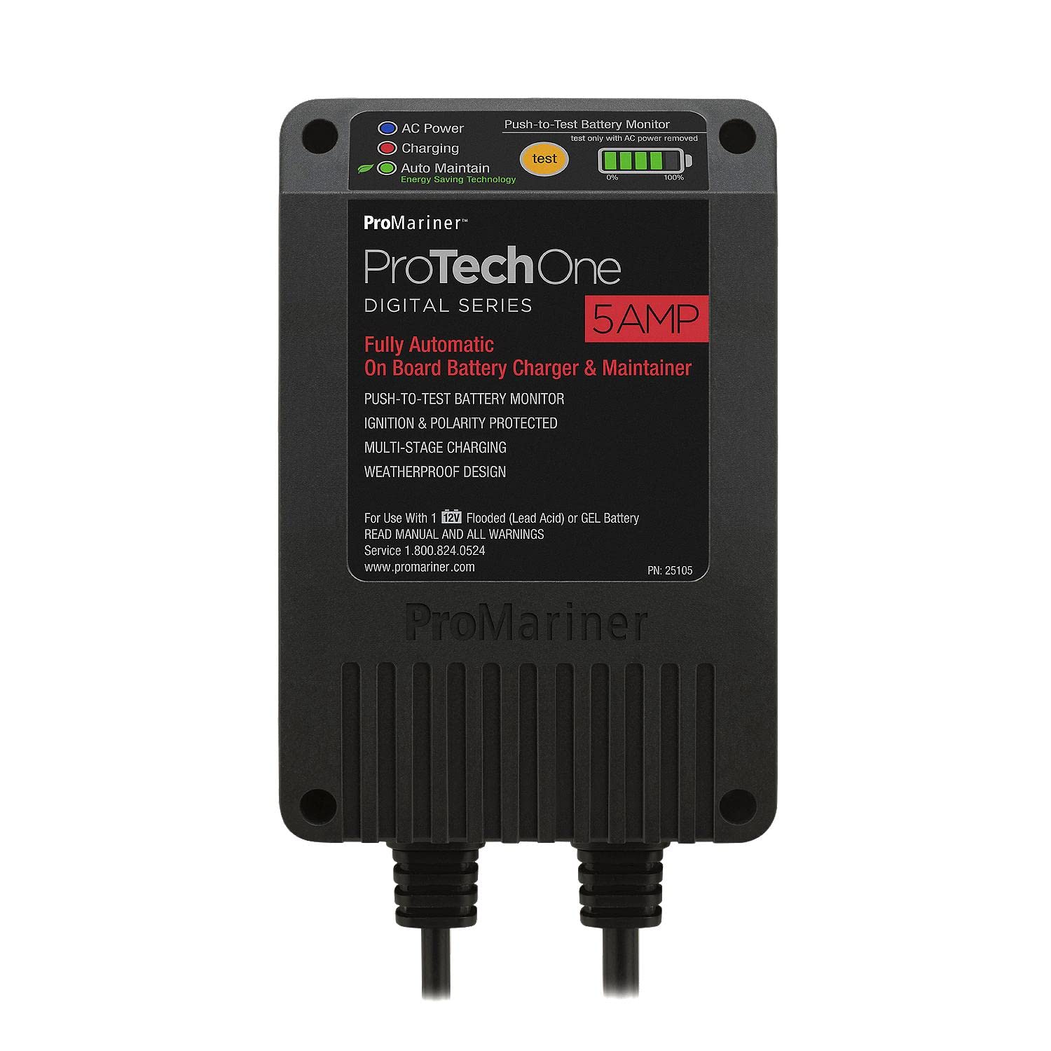 Promariner 25105 Protechone Digital Series 5 Amp Fully Automatic On Board Battery Charger And Maintainer Ac Corded Model