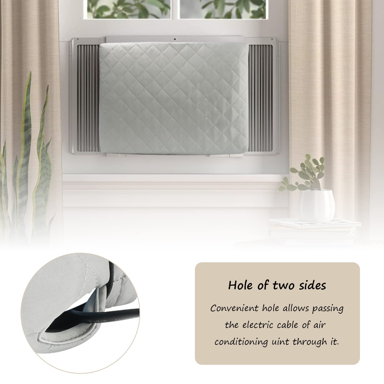 Indoor Air Conditioner Cover, Ac Unit Window Cover For Inside Double Insulation With Elastic Drawstring 25L X 17H X 3.5D Inches