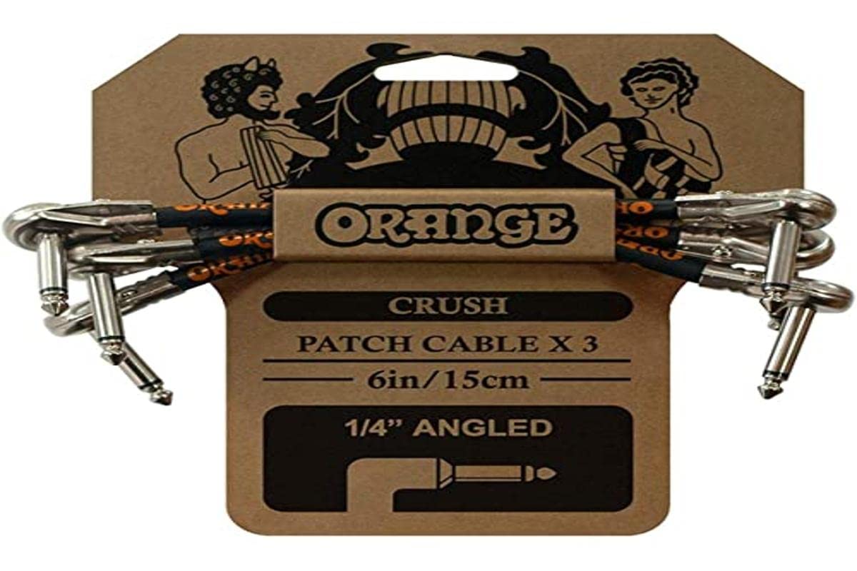 Orange Crush Patch Cable X 3 6In/15Cm 1/4' Angled Ca038 Guitar Patch Cable