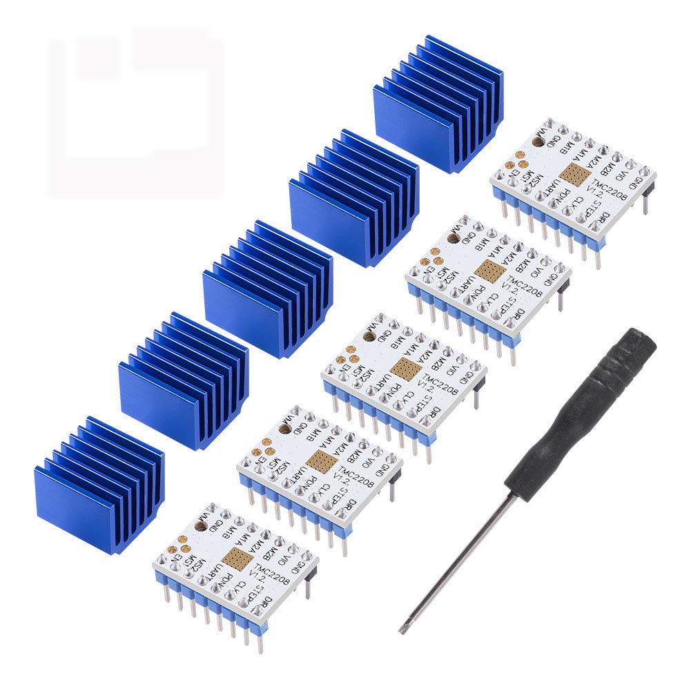 5Pcs Tmc2208 3D Printer Stepper Motor Driver, Dorhea Tmc2208 V1.2 Stepper Driver Module With Heat Sink Screwdriver For 3D Printe