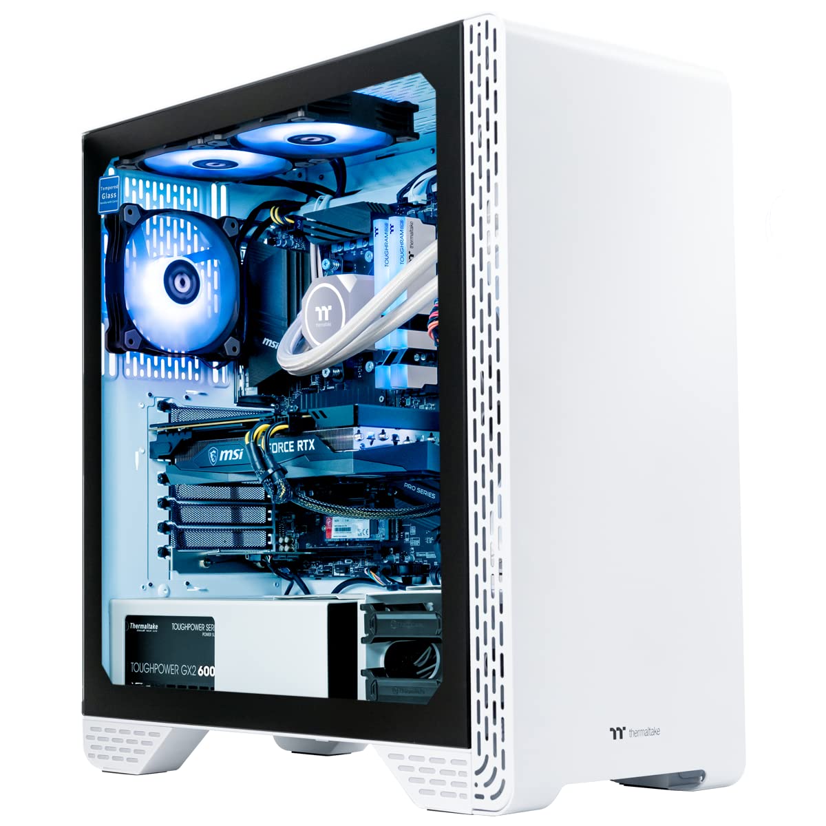 Thermaltake Glacier 360 Liquid Cooled Pc (Amd Ryzen 5 5600X, Rtx 3060, 16Gb 3600Mhz Ddr4 Toughram Rgb Memory, 1Tb Nvme M.2, Wifi