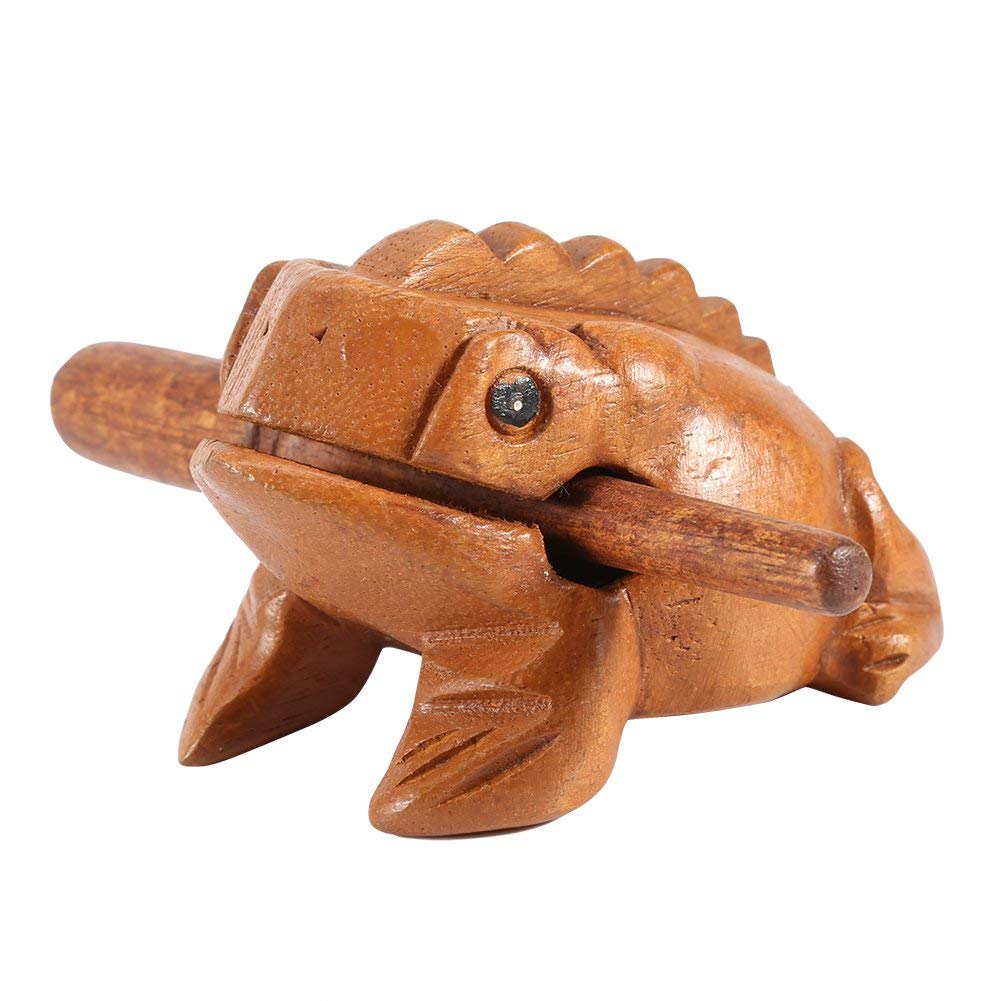 Gloglow 4 Inch Wood Frog Guiro Rasp, Thailand Traditional Craft Wooden Musical Instrument Tone Block(10.6Cm)
