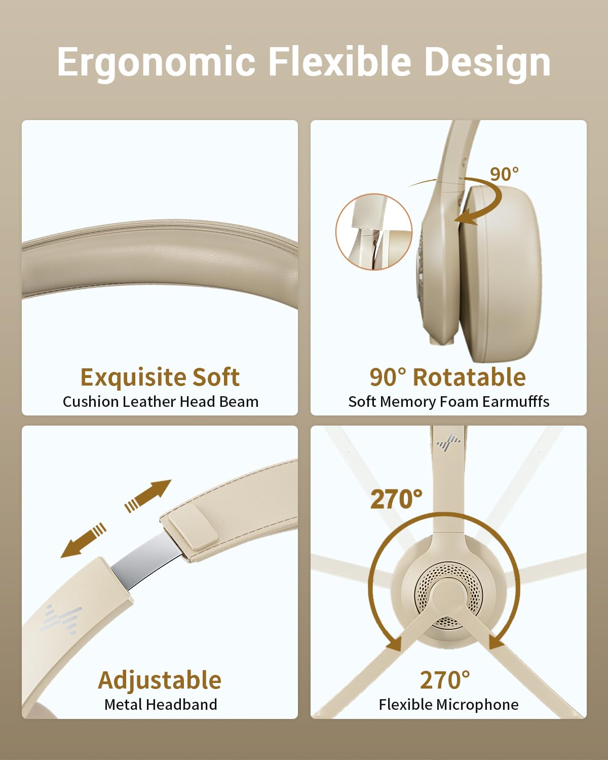 Wireless Headset With Ai Noise Cancelling Microphone Bluetooth Headset   Bluetooth V5.2 Headphones With Usb Dongle, Charging Bas