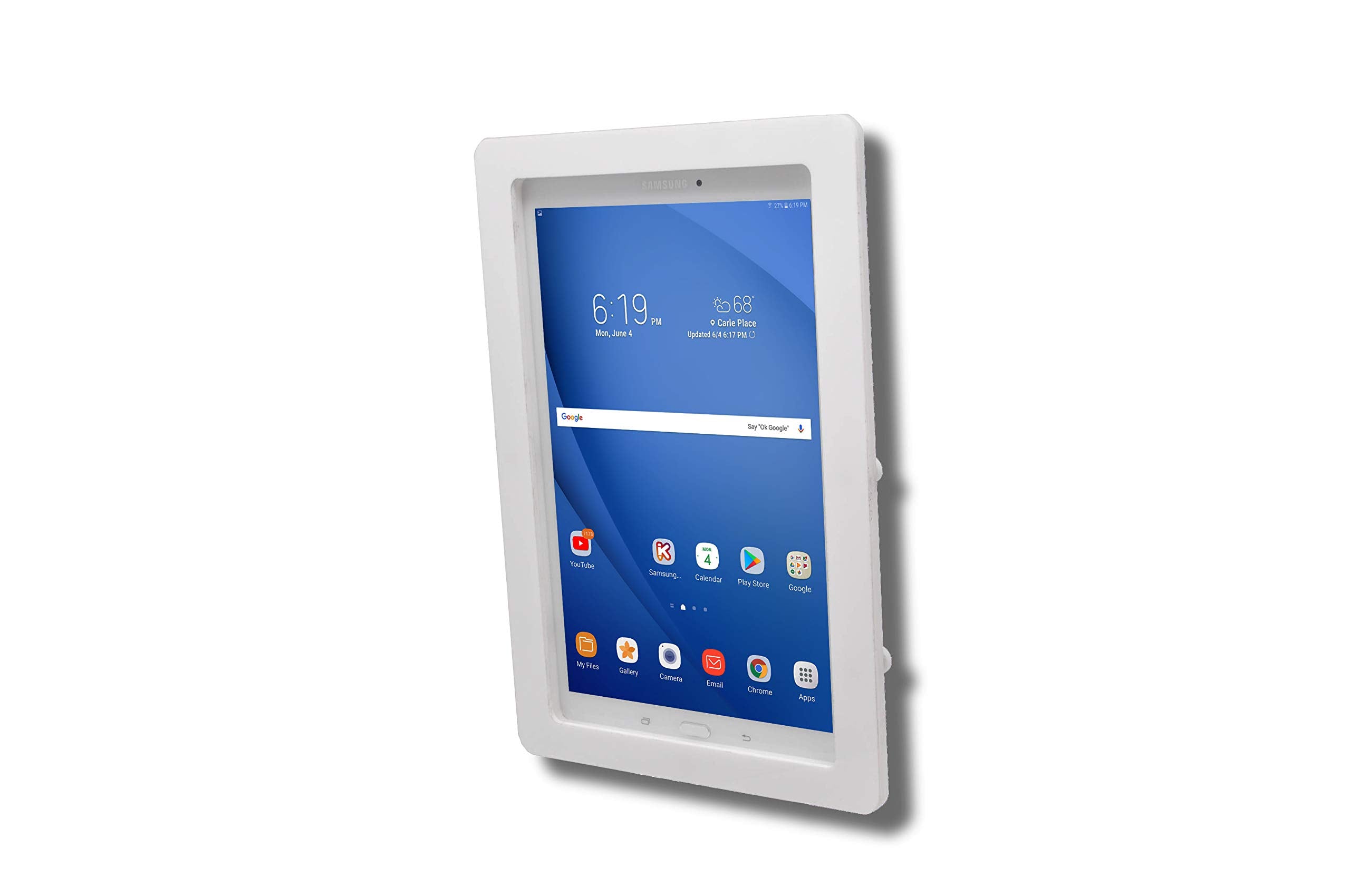 Tabcare Anti Theft Acrylic Vesa Enclosure For Galaxy Tab A 8' 2019 Tablet With Free Wall Mount Kit & 90 Degree Angle Micro Usb Charge Cable (Tab A 8.0 2019 Sm T290, White)