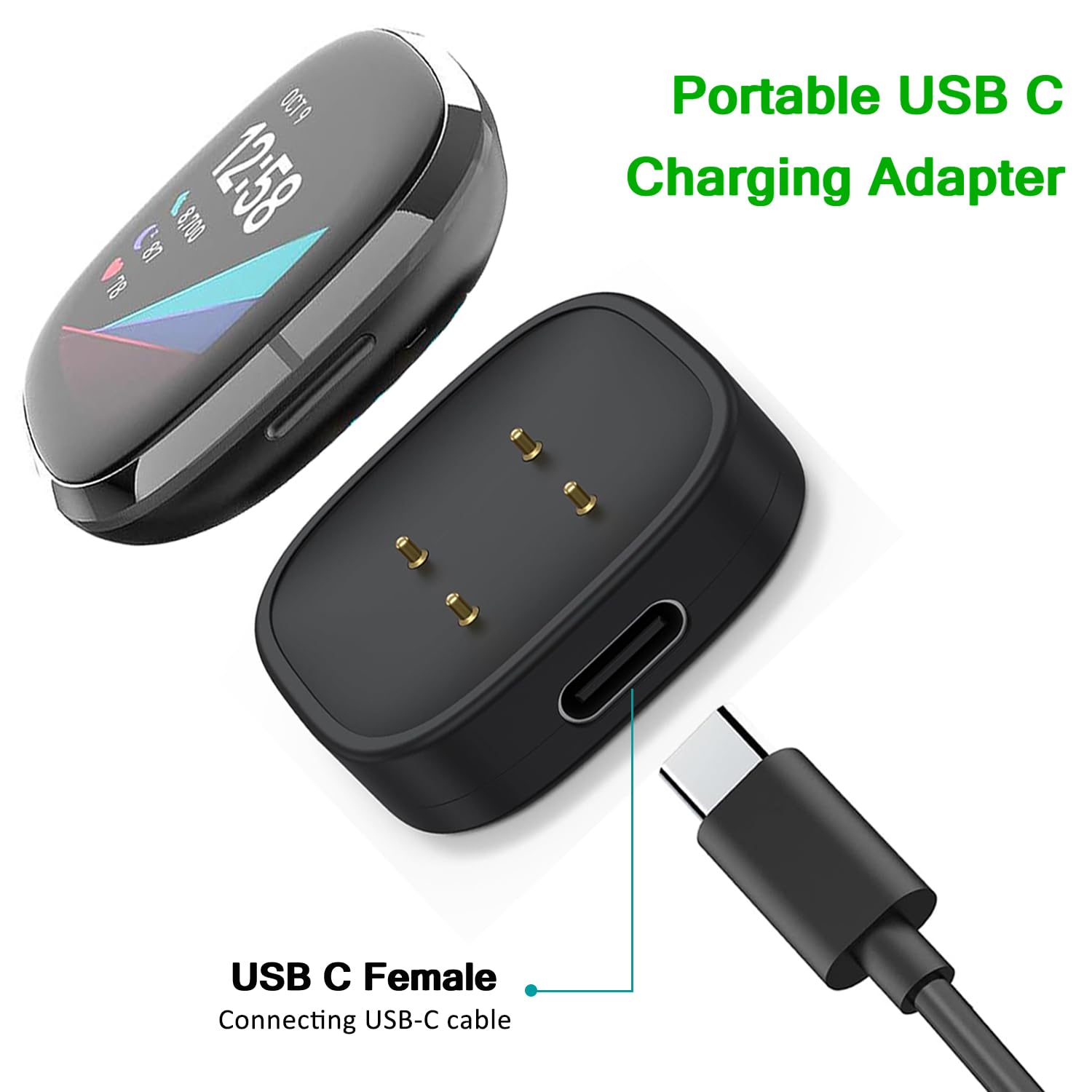 Tiedxioy Usb C Charger Adapter For Fitbit Versa 3/Versa 4/Sense/Sense 2/, Portable Usb C Charging Dock For Travel Compatible Wit