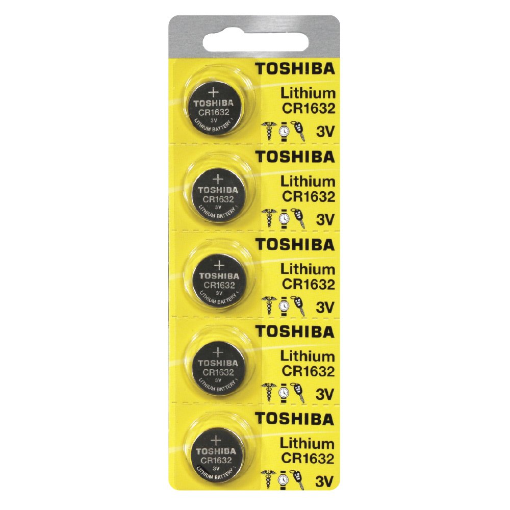 TOSHIBA CR1632 Battery 3V Lithium Coin Cell (5 Batteries)