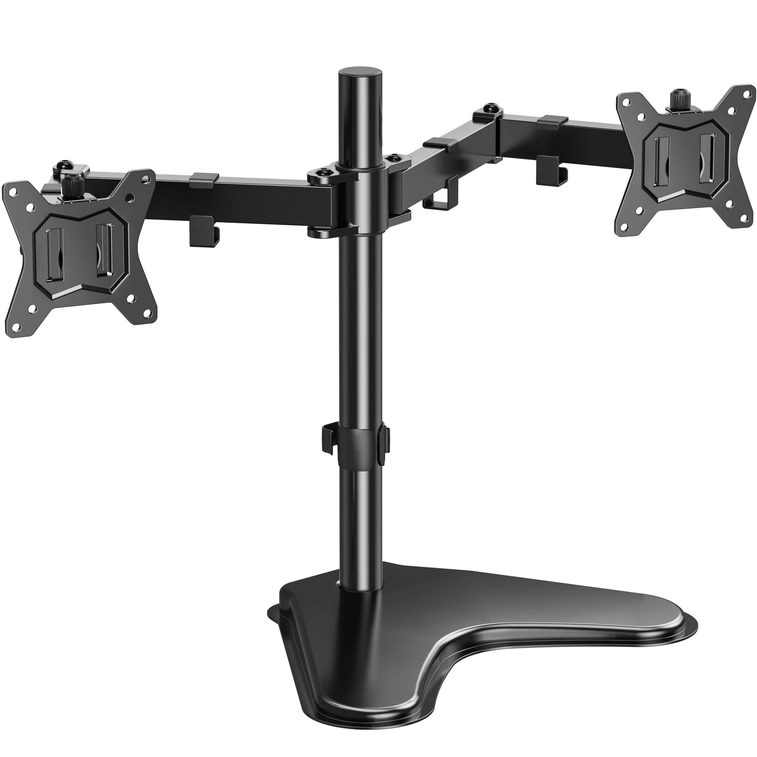 Huanuo 32 Inches Dual Monitor Stand Up To 17.6Lbs Per Arm, High Grade Aluminum Free Standing Dual Monitor Mount For 2 Screens. Fully Adjustable Dual Monitor Stand For Desk With Tilt, Swivel, Rotation