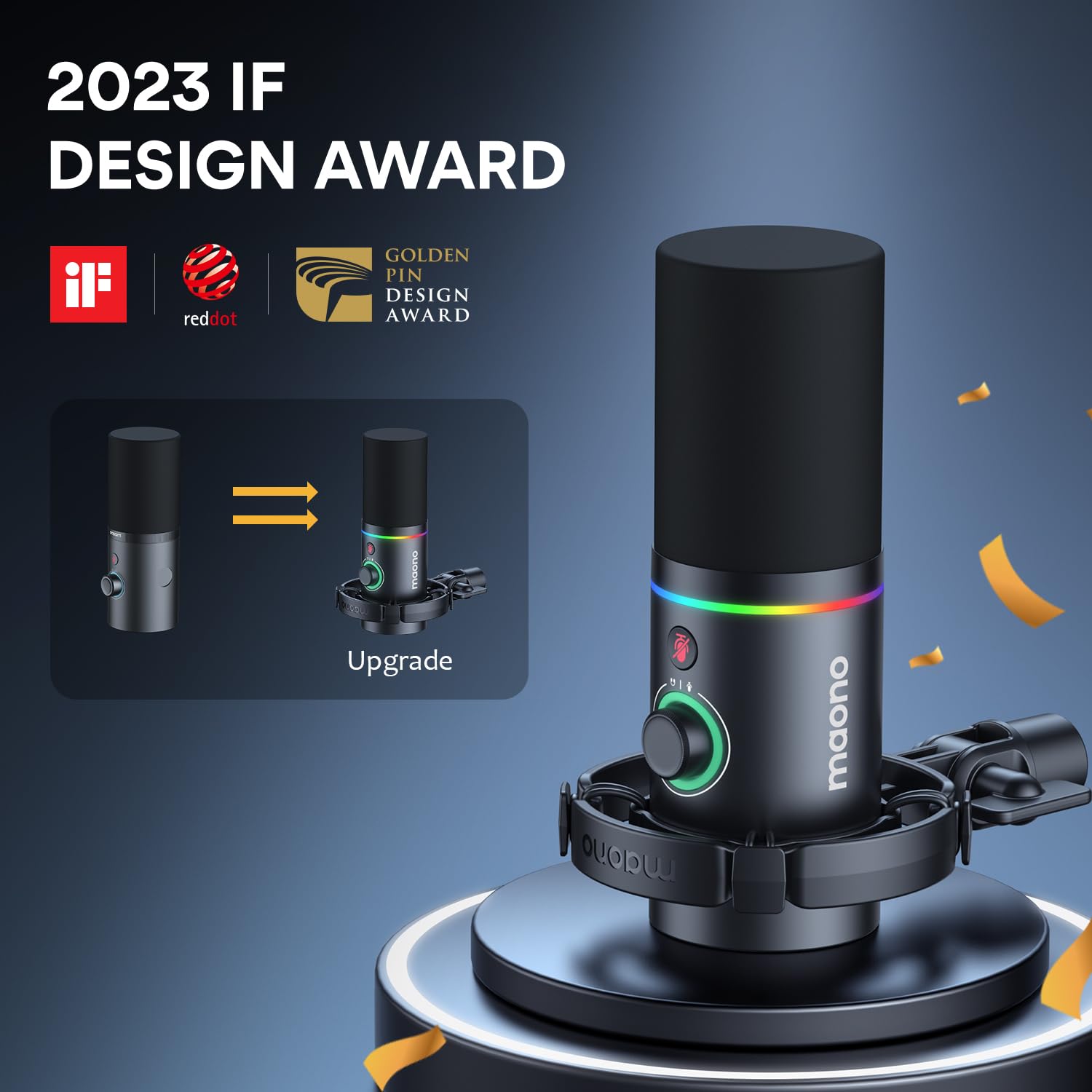 Maono Xlr/Usb Dynamic Microphone, Rgb Podcast Mic With Software For Streaming, Gaming, Recording, Voice Over, Metal Microphone W