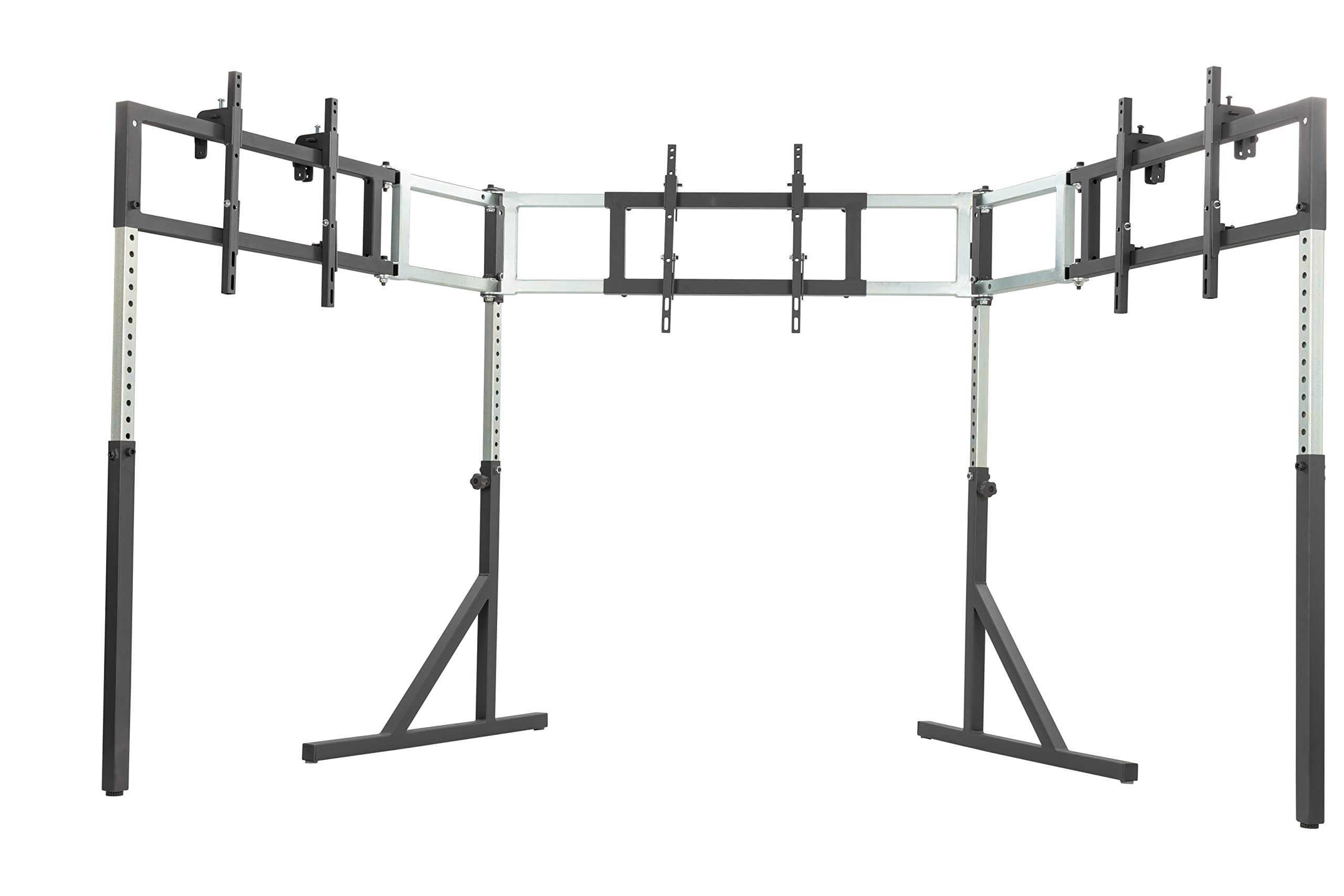 SimFab Triple Monitor and TV Stand, Heavy Duty Metal, VESA Mount for 40-55 inch Displays, Black