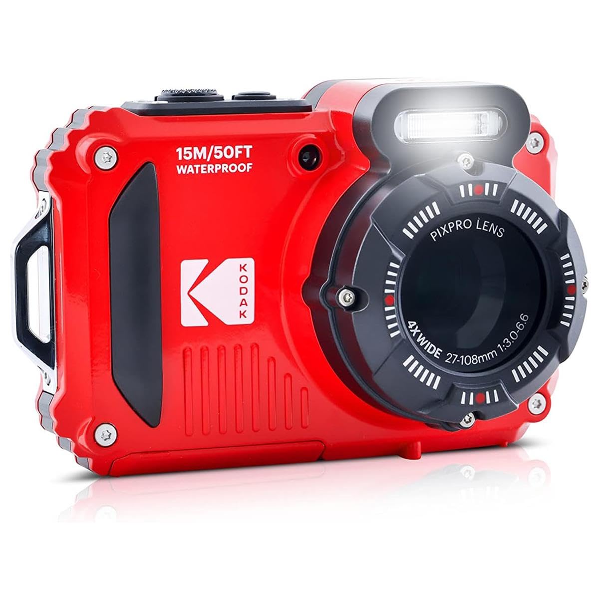 Kodak Pixpro Wpz2 Rugged Waterproof Digital Camera 16Mp 4X Optical Zoom 2.7 Lcd Full Hd Video, Red
