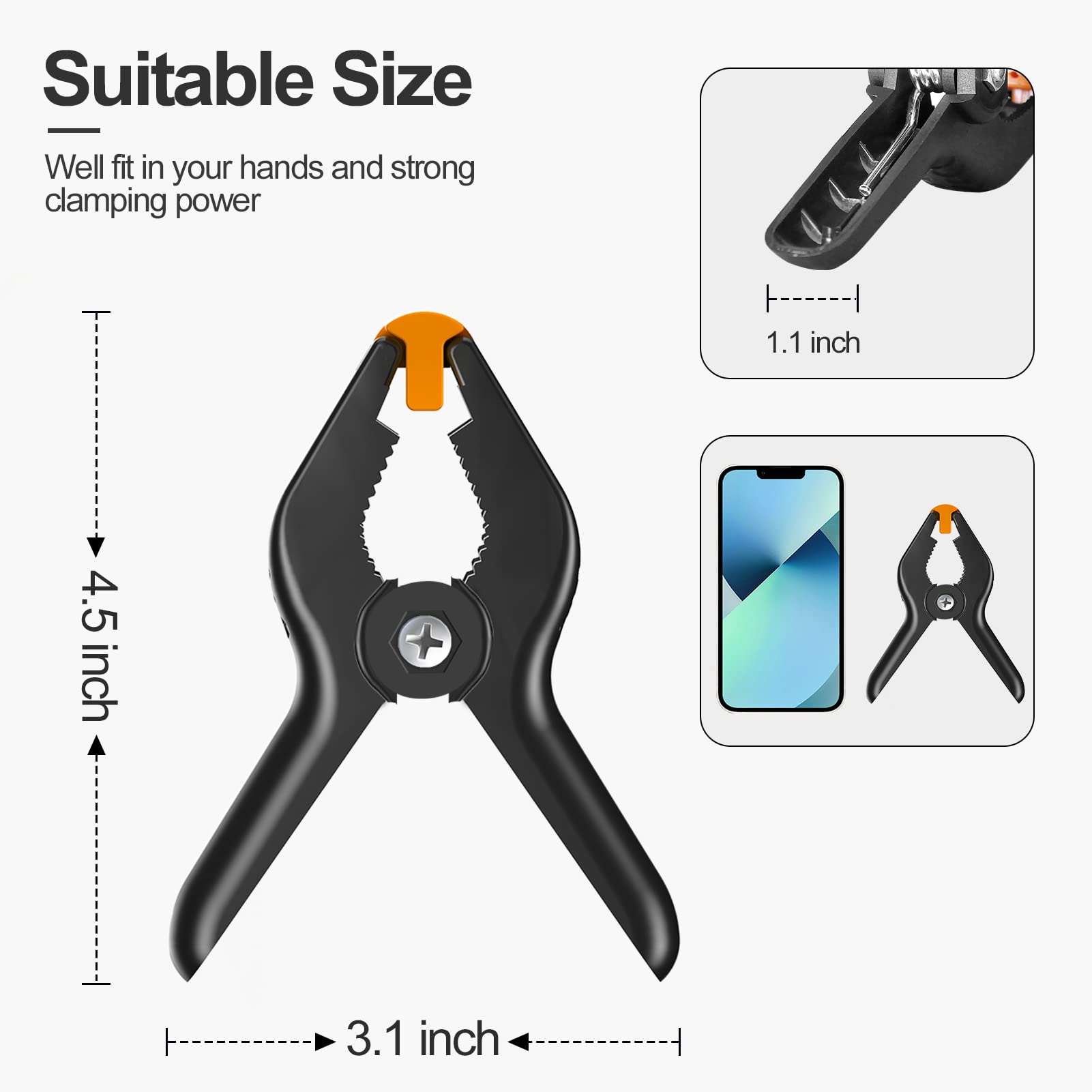 Emart 6 Pack Heavy Duty Muslin Spring Clamps, 4.5 Inch Photo Booth Backdrop Clips For Photography Studio