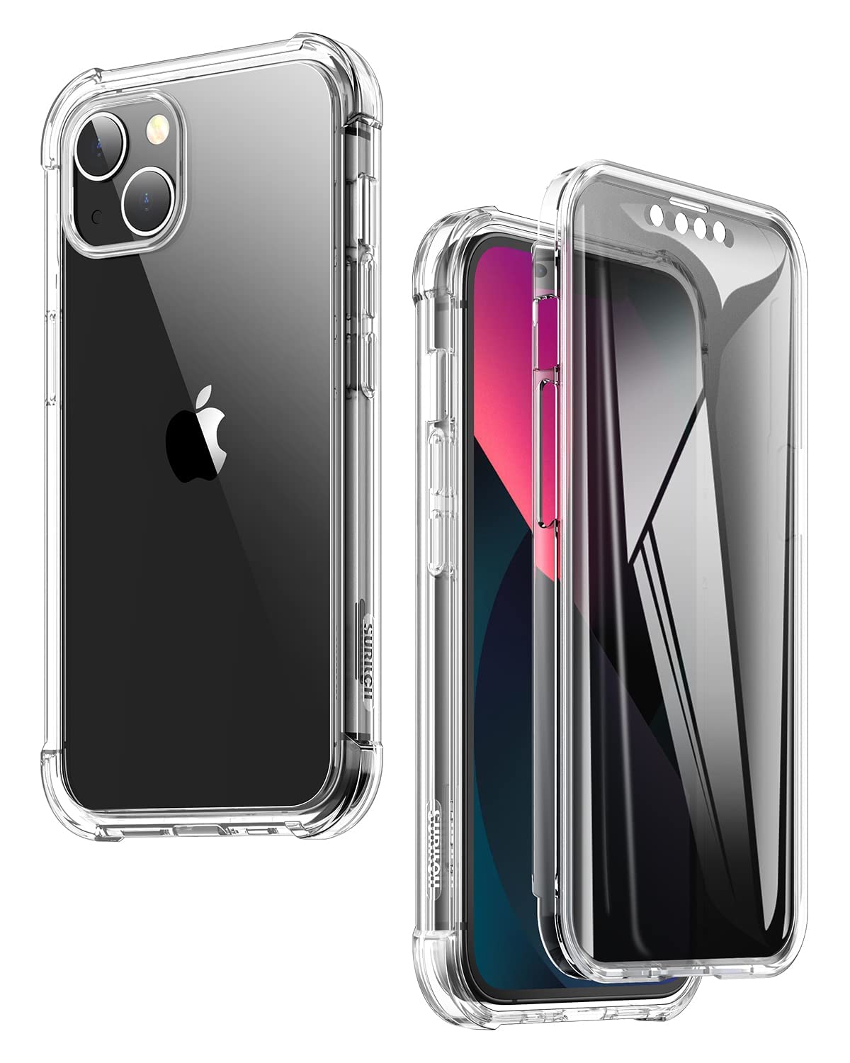 Suritch Compatible With Iphone 13 Clear Case,Privacy Screen Protector] Anti Spy Film Full Body Protection Shockproof Bumper Rugg