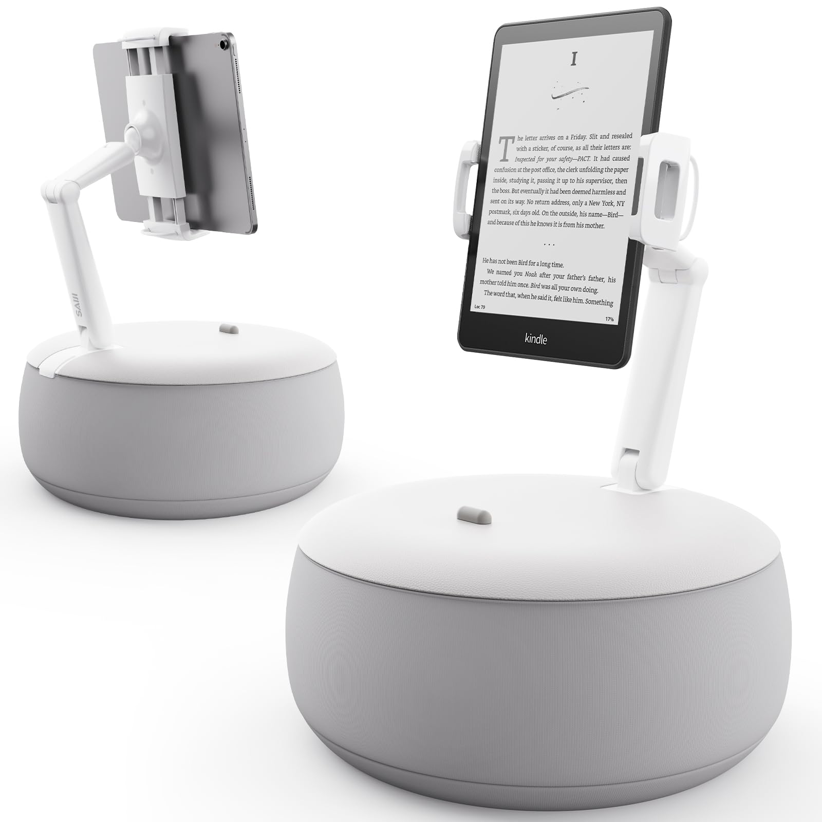 SAIJI Kindle Holder Pillow, Tablet Holder Compatible with 4.7-15.6    Kindle, Phone, Ipad, 360 Adjustable Tablet Stand for Bed w