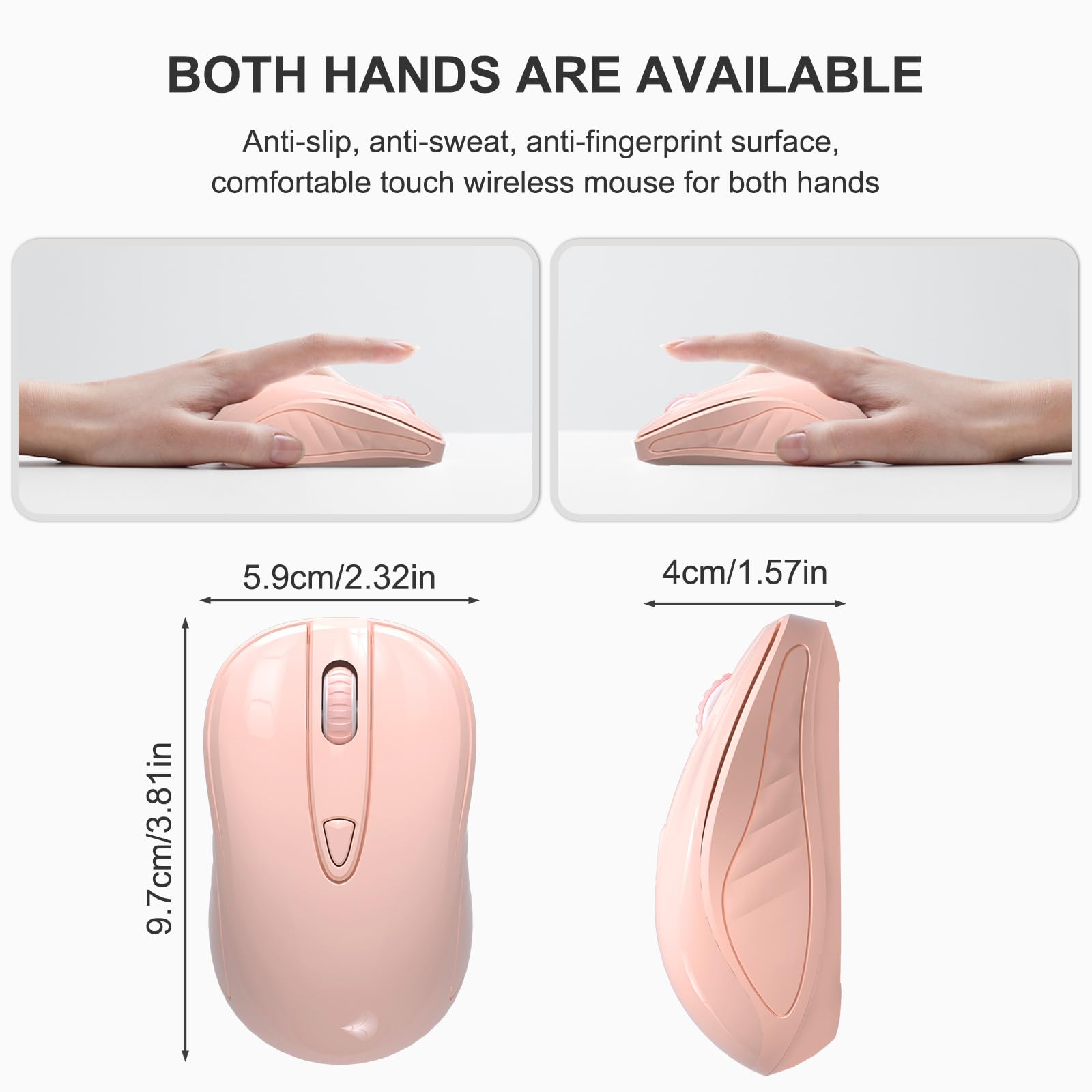 Okimo Wireless Mouse For Laptop Computer Mouse With Usb Receiver 2.4Ghz Optical Tracking Computer Mouse Ergonomic Portable Mouse For Pc Laptop (Orangepink)