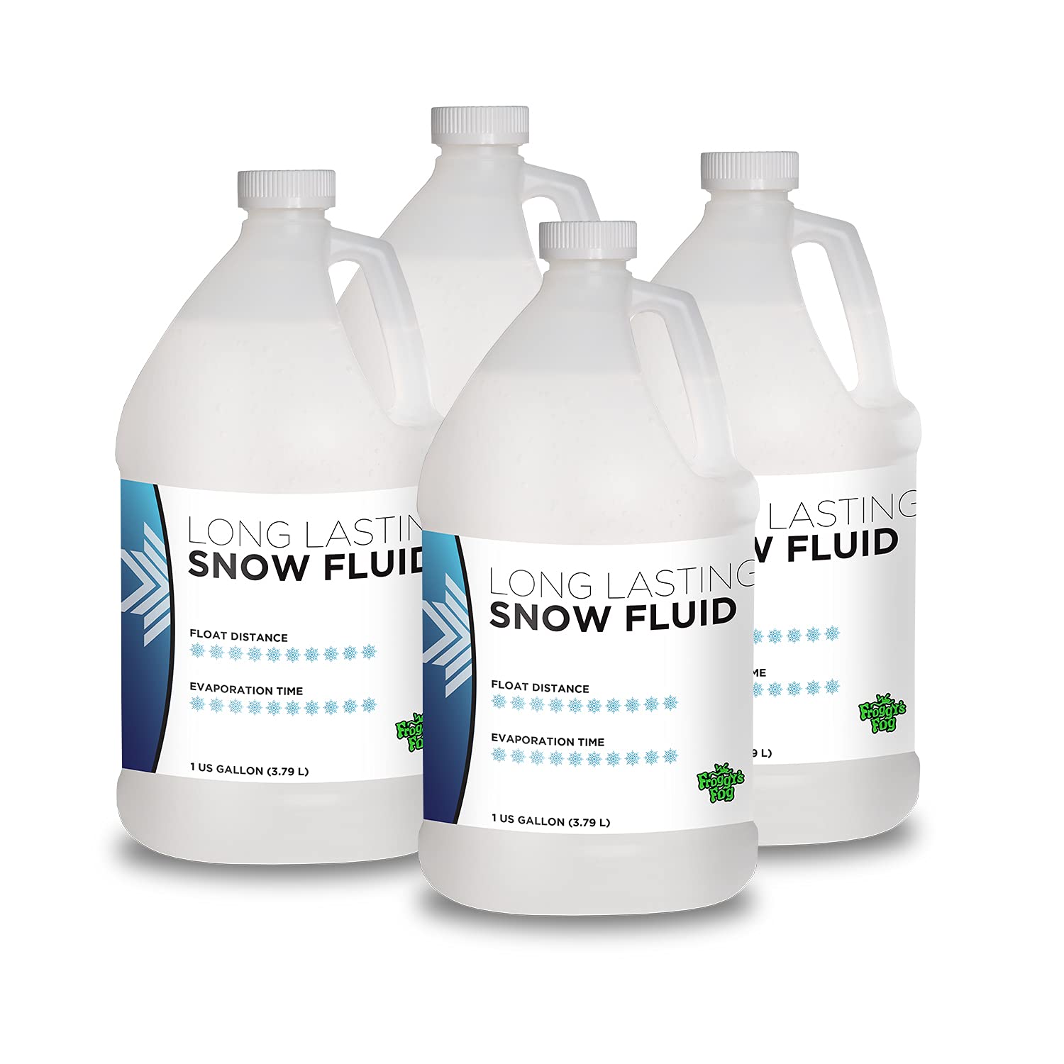 Froggy'S Flakes Snow Machine Fluid, Long Lasting Formula Snow Fluid With 75+ Feet Float/Drop, 4 Gallon Case