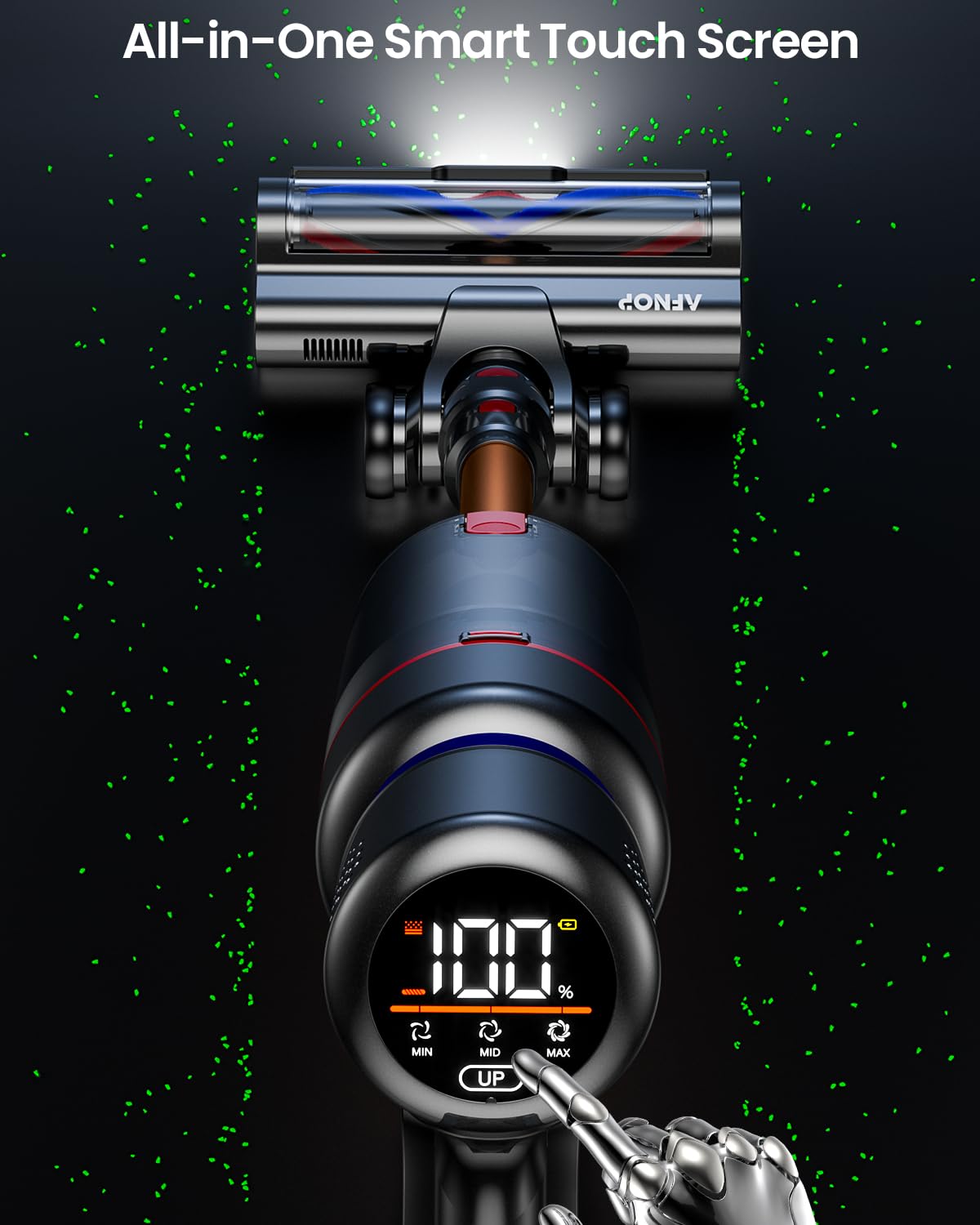 Cordless Vacuum Cleaner, 45Kpa 550W 60Mins Vacuum Cleaners For Home, Stick Vacuum With Led Touch Screen, Anti Tangle Wireless Va