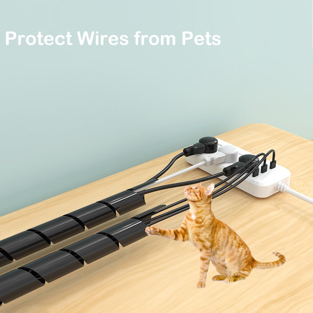 ALLWIN Spiral Cable Wire Wrap Organizer PE Plastic White 1/4 inch 45 ft