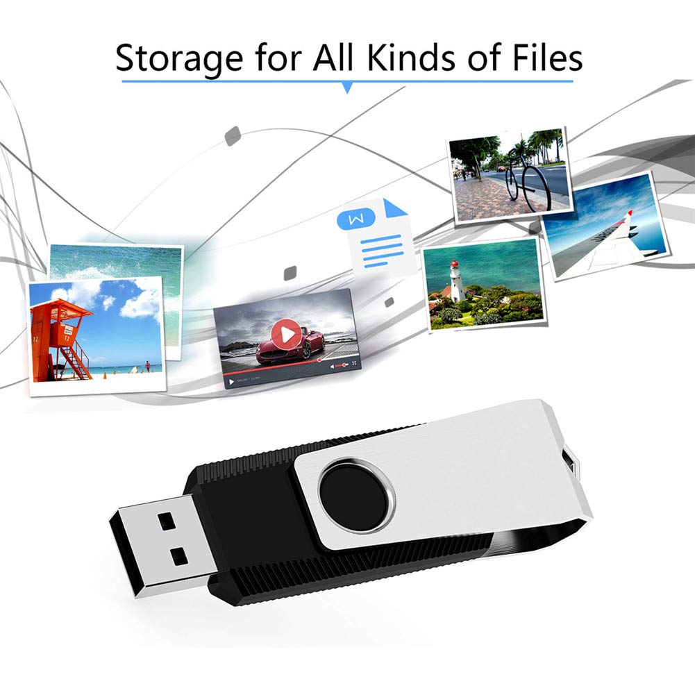 Kexin 128Gb Flash Drive 5 Pack Usb 2.0 Thumb Drive Usb Drive Memory Stick, Black