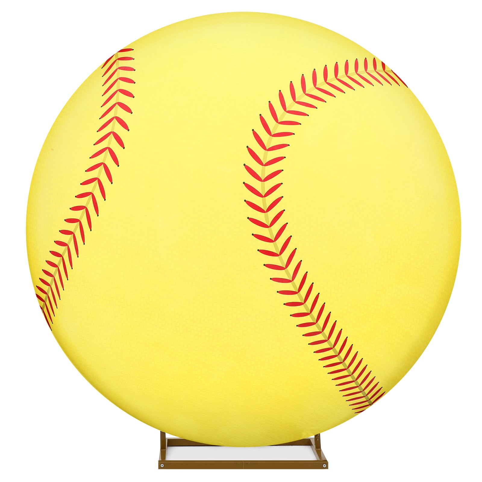 VitalCozy 6.5ft Softball Round Spandex Backdrop Cover Sports Theme Arch Backdrop for Party Photography Birthday Decoration No St