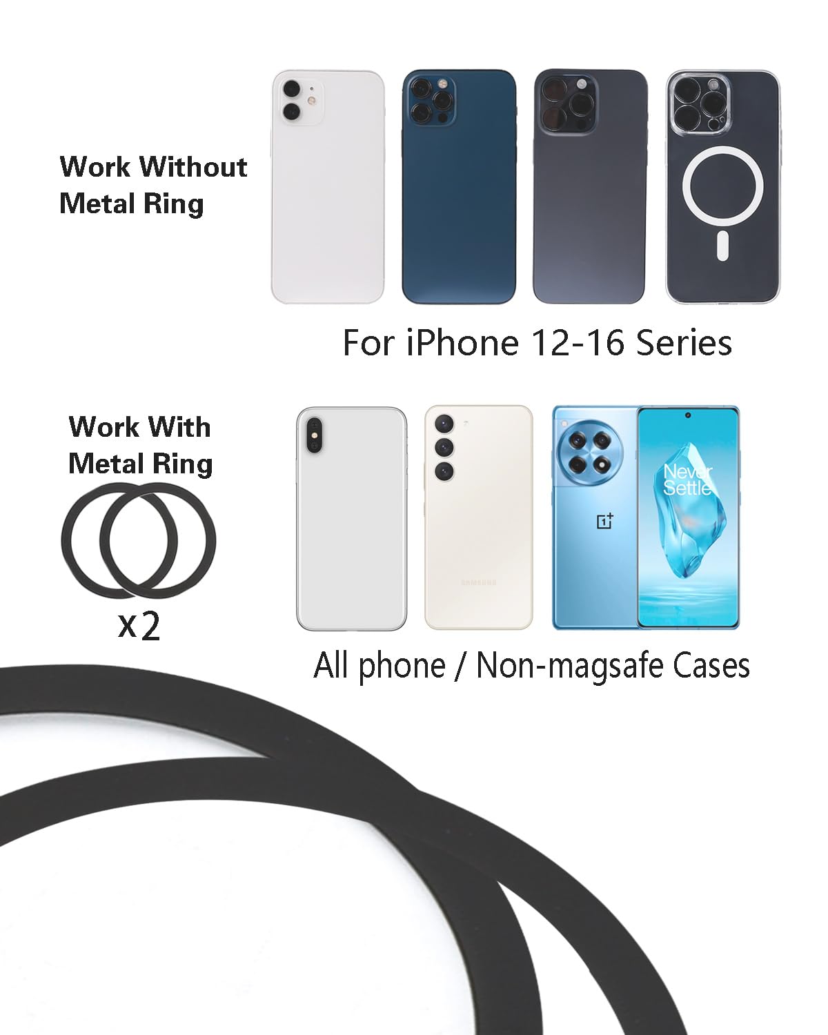 Leenconghui All-Metal Gym Magnetic Phone Holder For Magsafe,[Dual Magnet] Portable Detachable Magnetic Phone Stand Compatible Wi