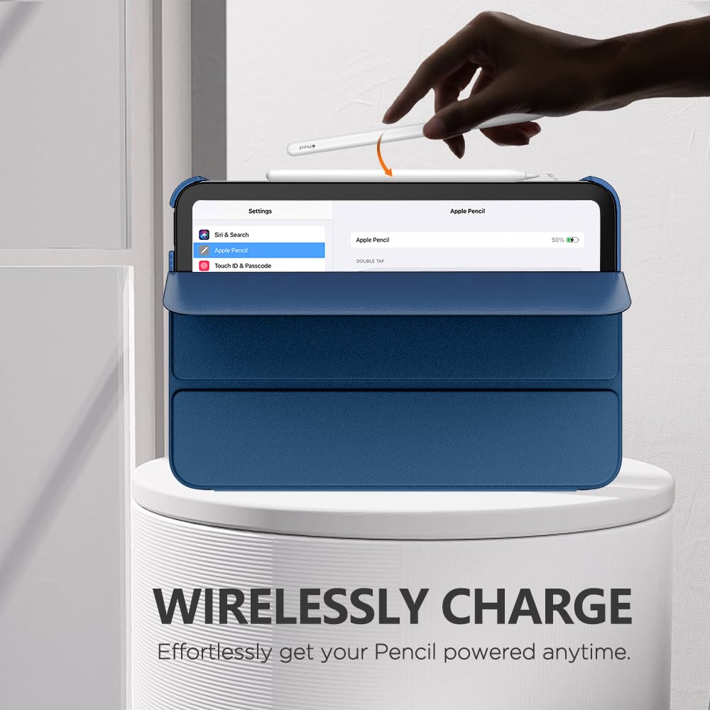 MoKo for iPad Mini 7 (A17 Pro) Case 2024,iPad Mini 6 Case 2021,8.3 inch iPad Mini 7th/6th Generation Case,Slim Lightweight Hard Back Shell Stand Cover for iPad Mini 2024 with Touch ID, Dark Sea Blue