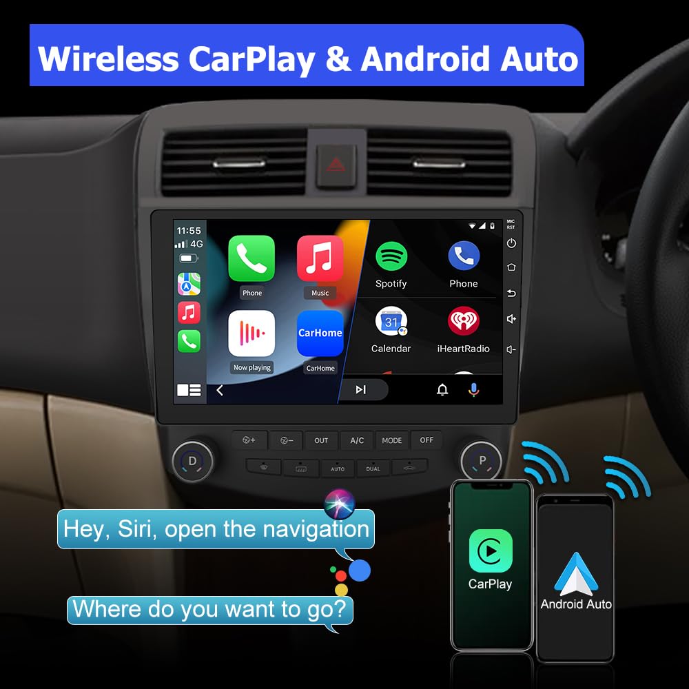 10.1 Inch Car Stereo Radio [2Gram 32Grom] Compatible For Honda Accord 7Th 2003 2007 With Wireless Carplay Android Auto,Android 1