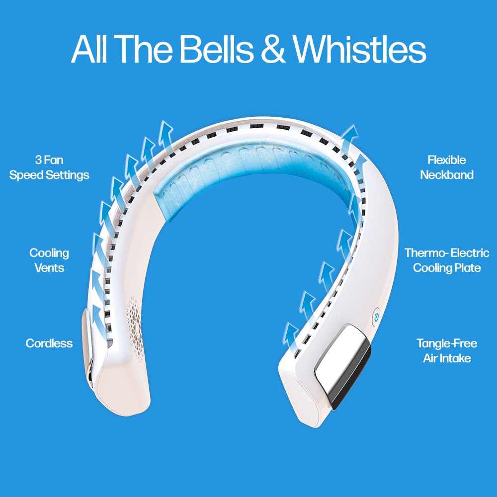 Arctic Air Freedom Ultra Neck Fan, Wearable 3 Speed Neck Cooler, Small Fan For Outdoor & Indoor Use, Usb Rechargeable Fan With 6