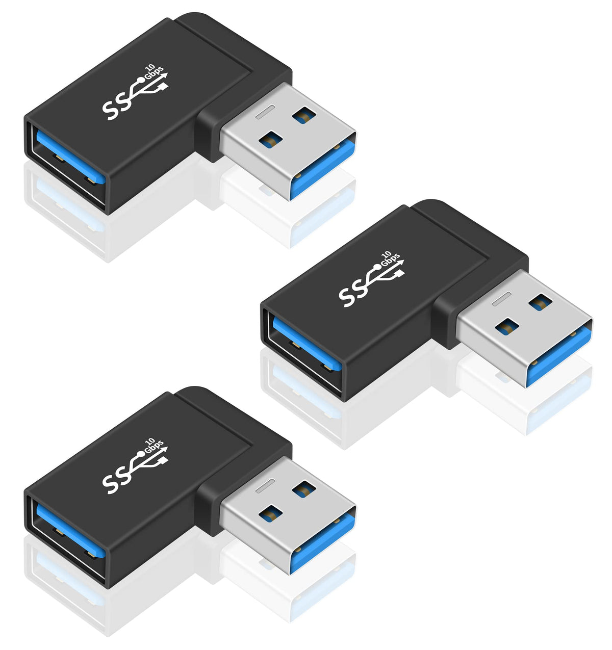 Poyiccot Usb 3.0 Adapter 90 Degree, Usb 3.0 Extension Adapter 5Gbps, 3Pack Right Angle Usb Extender Type A Male To Female Extens
