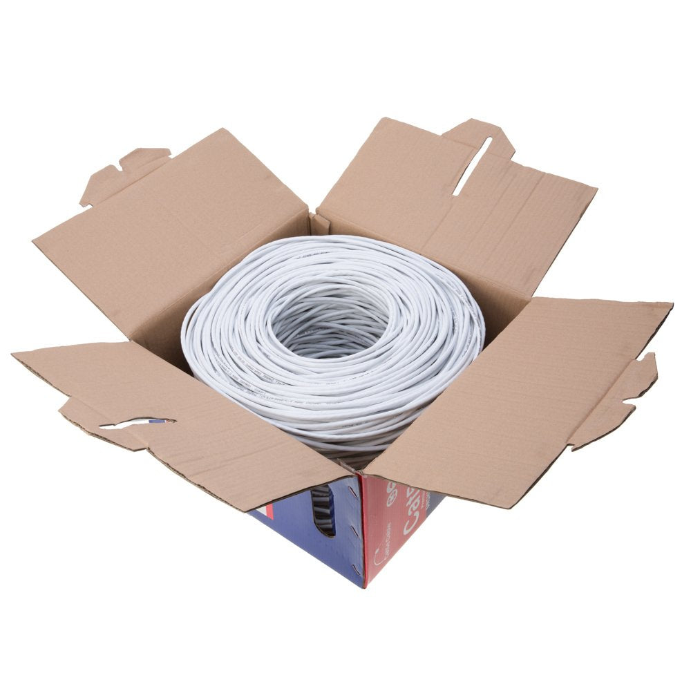 Cables Direct Online 500Ft Cat6 Solid Cable 550Mhz Ethernet Lan Utp 23Awg Rj45 Network Copper Clad Aluminum Wire Bulk (White)
