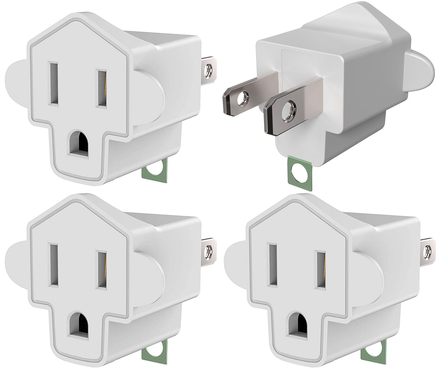 4 Pack Etl Listed Grounding Outlet Adapter, Jackyled 3 2 Prong Adapter Converter, Portable Fireproof 392? Resistant Heavy Duty W