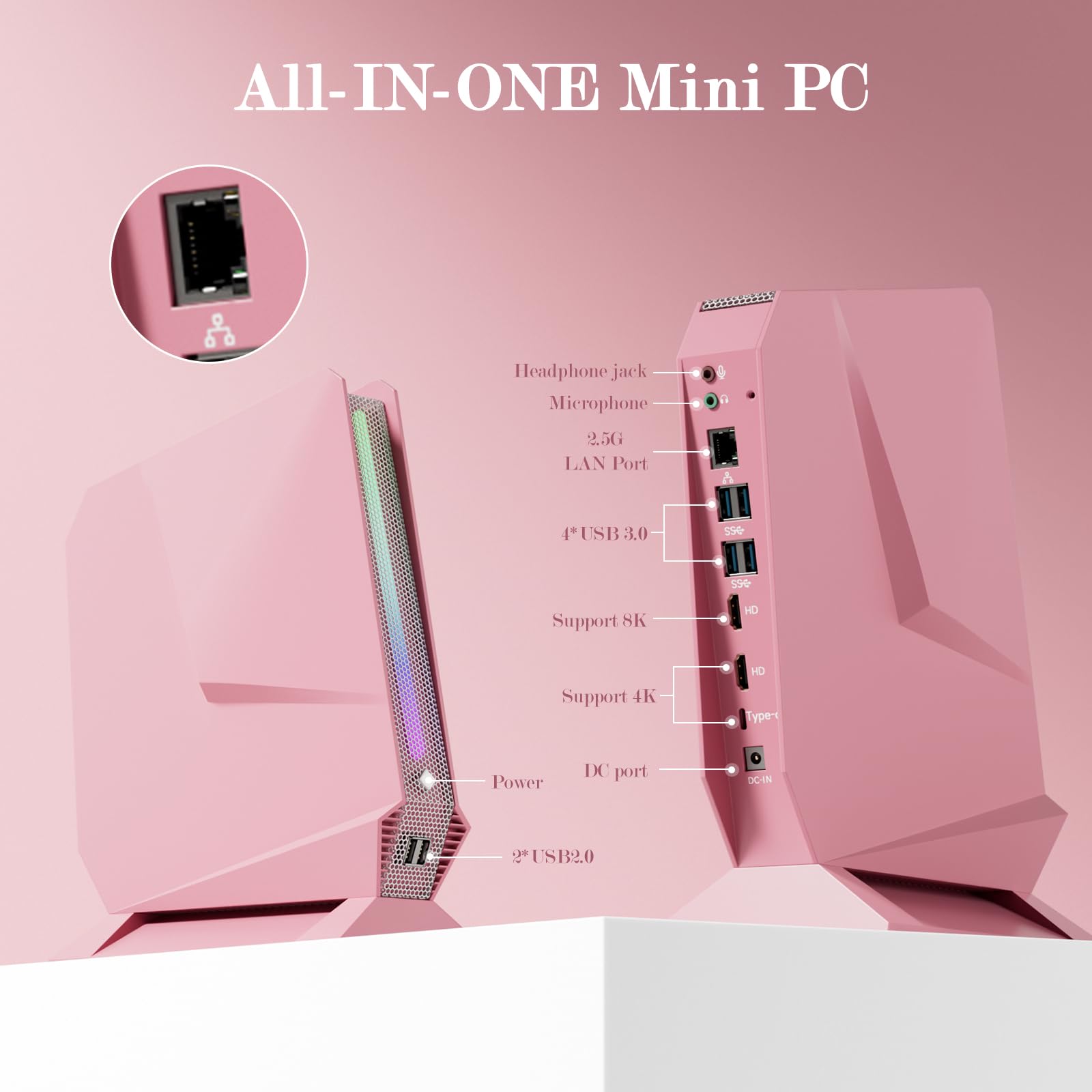 Gaming Mini Pc, Intel I7 8750H Mini Pc Nvdia Gtx1050 Ddr5 6C/12T Rgb Lights Mini Desktop Computer, 16Gb Ddr4 512Gb Nvme Ssd, 2X