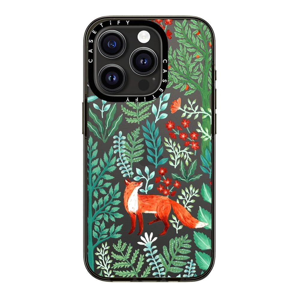 Casetify Compact Iphone 15 Pro Case [2X Military Grade Drop Tested / 4Ft Drop Protection]   Fox In The Woods   Clear Black