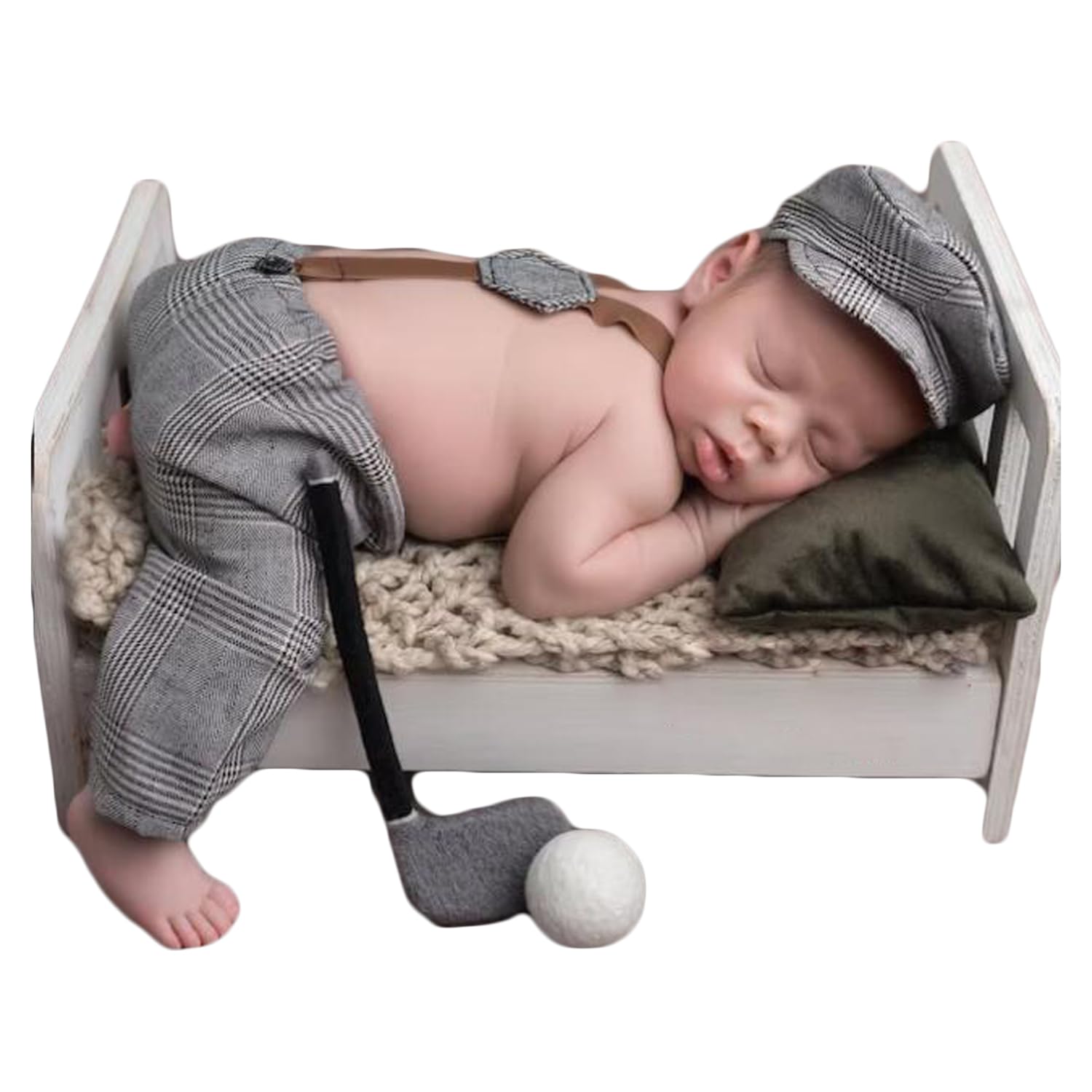 Coberllus Newborn Monthly Baby Photo Props Stripe Cool Boys Cap Rompers Photography (Silver Gray)