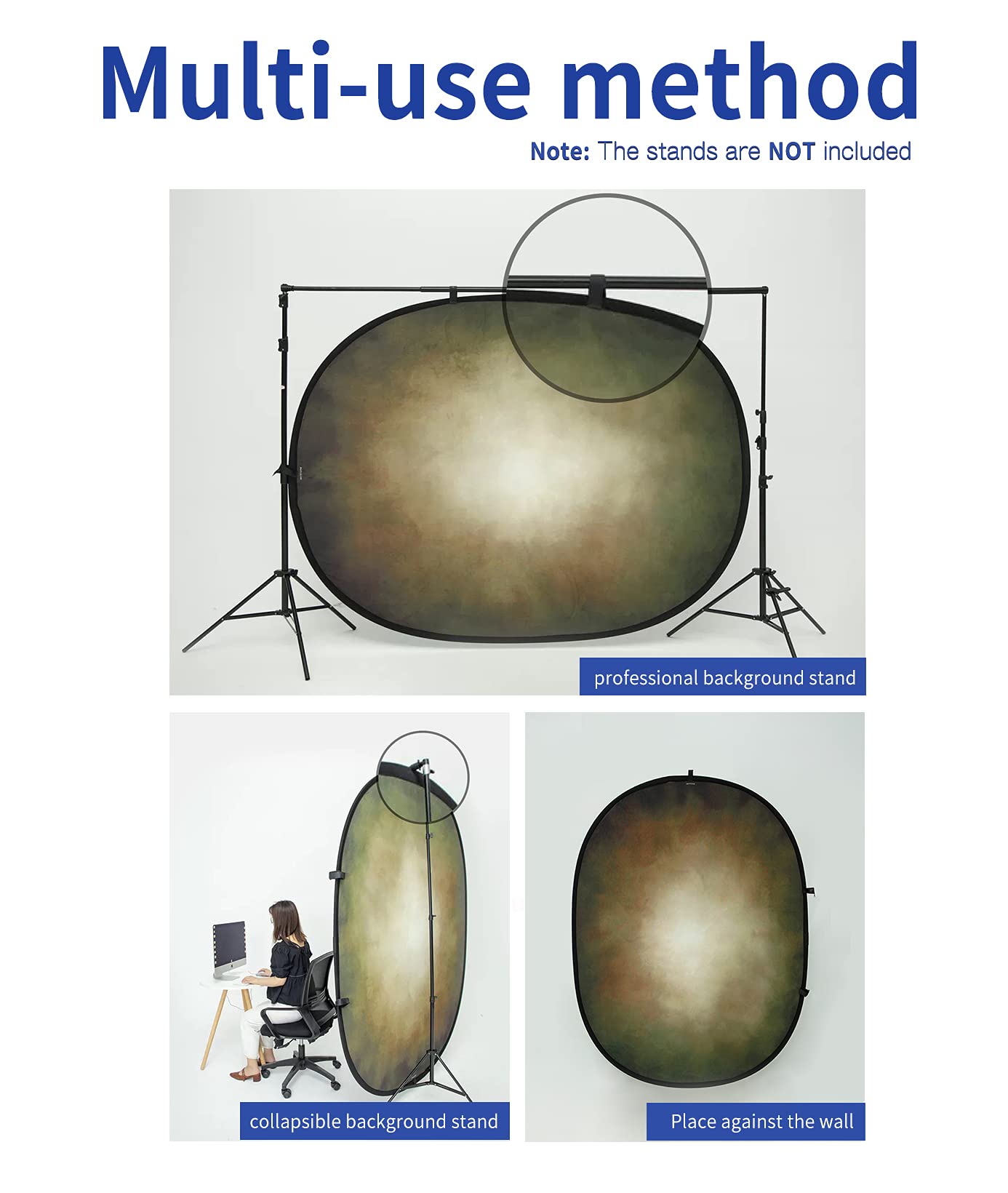 Kate Collapsible Backdrop Pop Up Photo Backdrops Folded Grey Black For Photography, For Video, For Broadcast, 5X6.5Ft