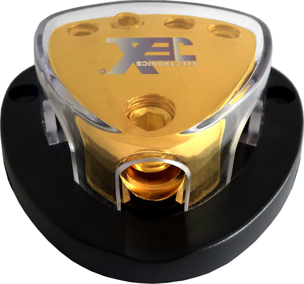 Jex Electronics 4 Way Car Audio Stereo Amp Power/Ground Cable Splitter Distribution Block 2Ga