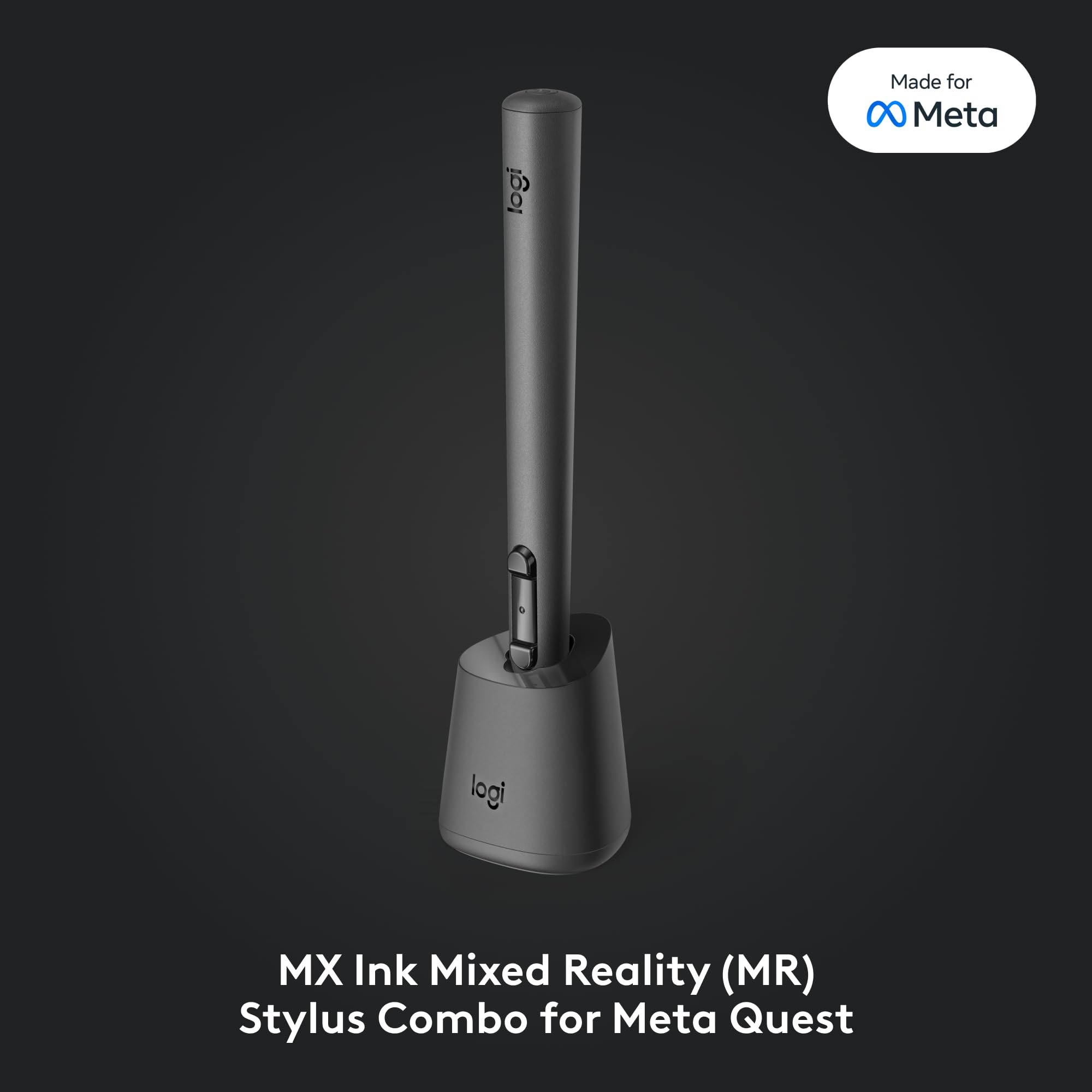 Logitech Mx Ink Mixed-Reality (Mr) Stylus With Charging Dock Combo, High Precision And Pressure Sensitive, Transforming Ideas In