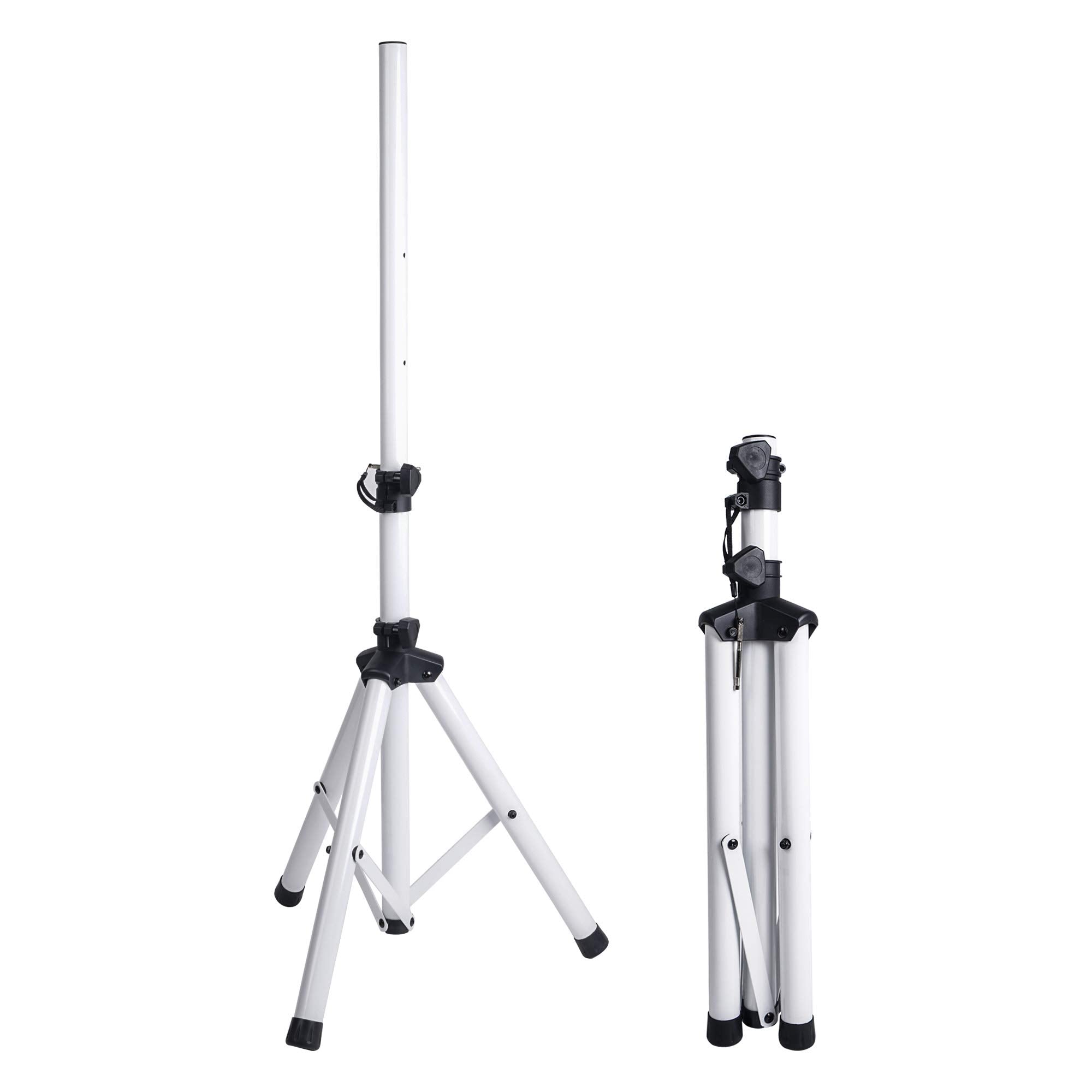 Sound Town 2-Pack Universal Tripod Speaker Stands With Adjustable Height, 35Mm Compatible Insert, Locking Knob And Shaft Pin, Wh