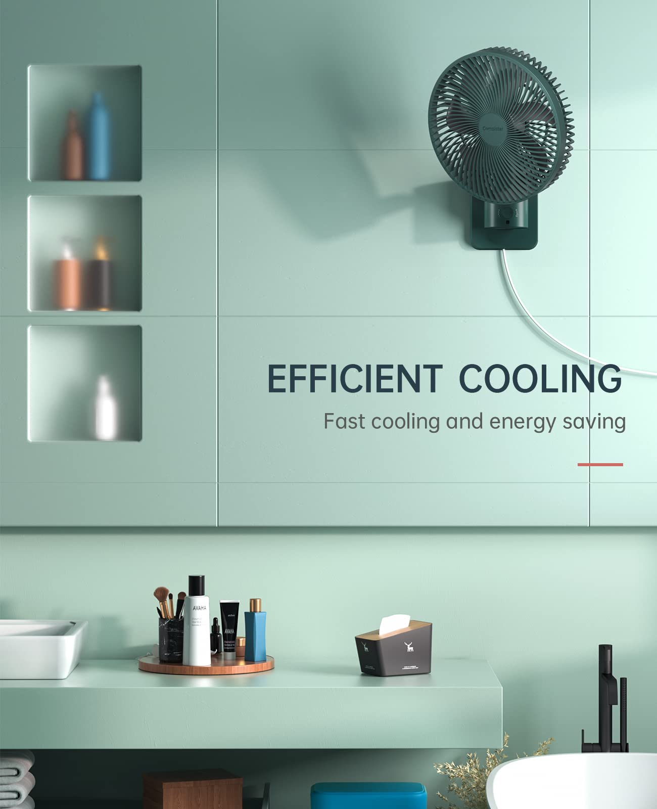 Oscillating Wall Mount Small Fan With Remote Control And Timer, 8.5Inch, 4 Speeds, Included Adapter, 120 Adjustable Tilt, High V