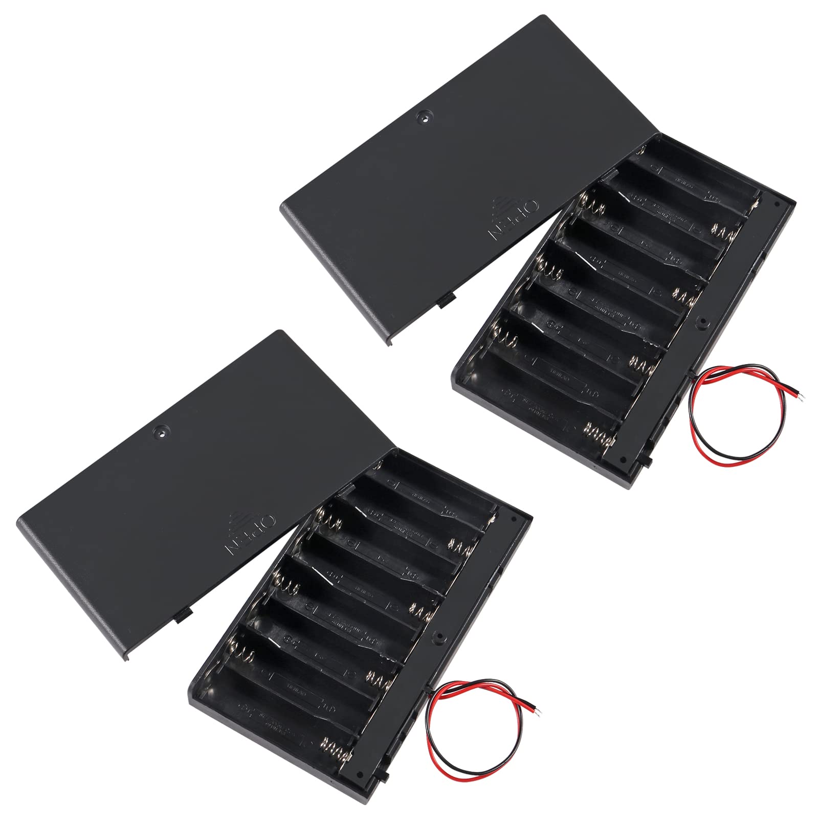 Aitiao 2Pcs 8 X Aa Battery Holder Case Box 8 X 12V Aa Battery Storage Box Battery Container Case With Cover On/Off Switch And Wi