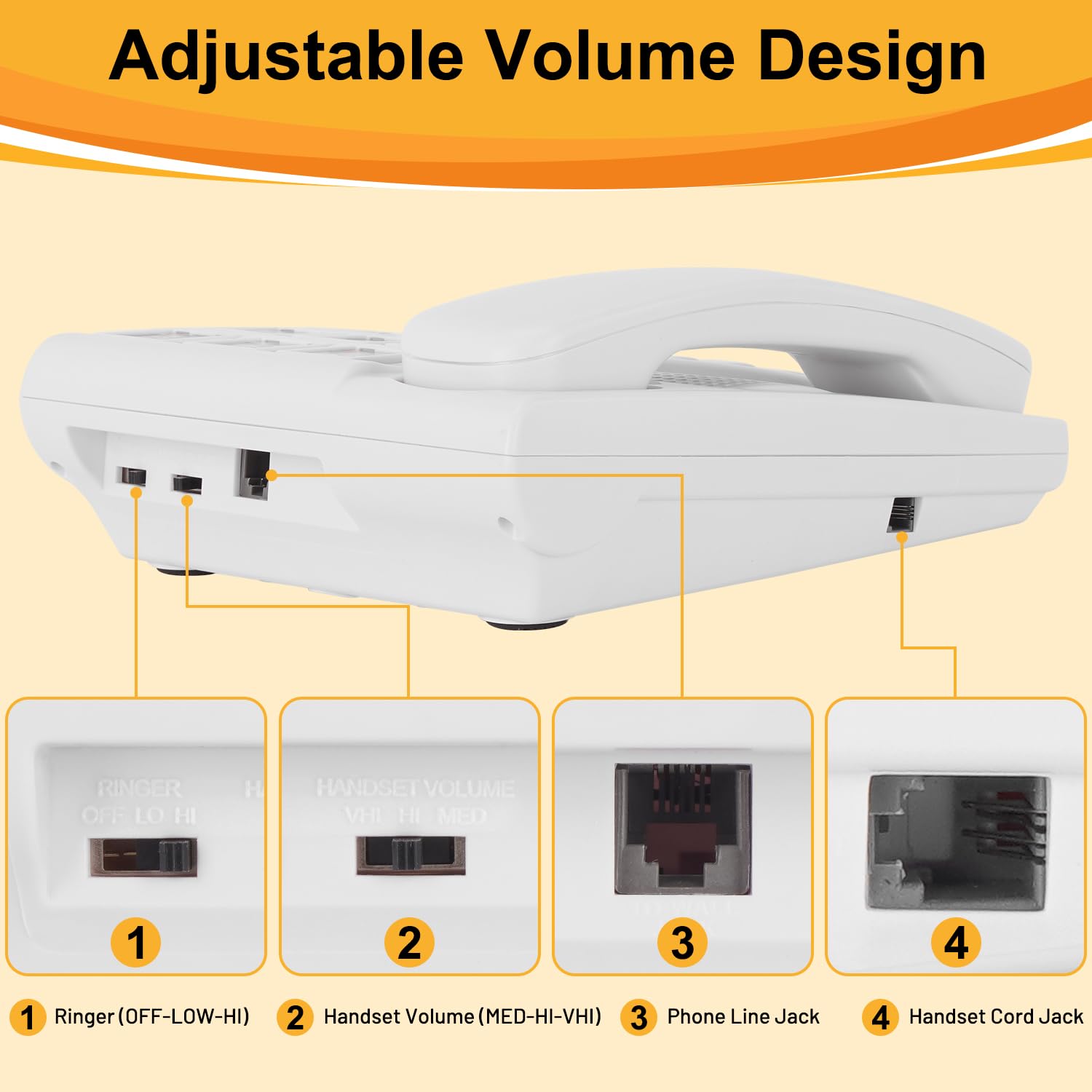 Uvital Big Button Phone For Seniors, Corded Landline Phone With 9 One-Touch Dialing Big Buttons, Hands-Free Calling, Loud Ringer